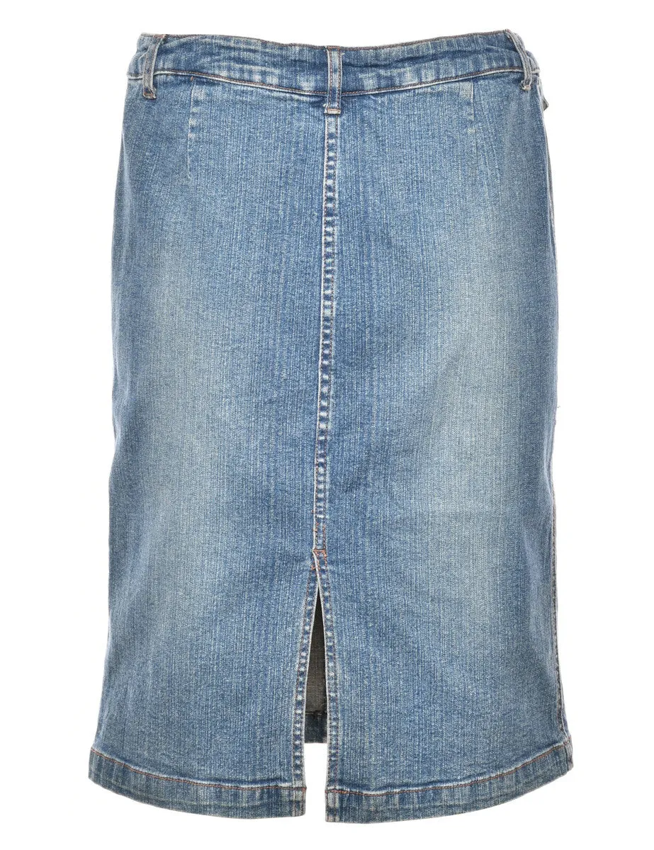 1990s Light Wash Denim Skirt - S