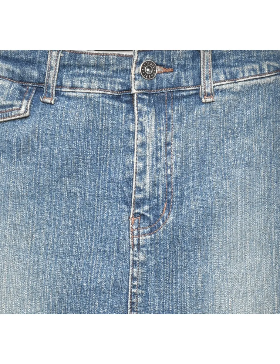 1990s Light Wash Denim Skirt - S