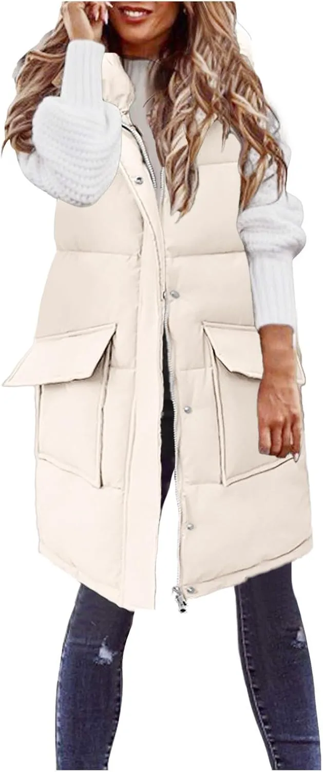 2024 Women Fashion Solid Vest Medium Length Slimming Sleeveless Jacker Leopard Jacket Women