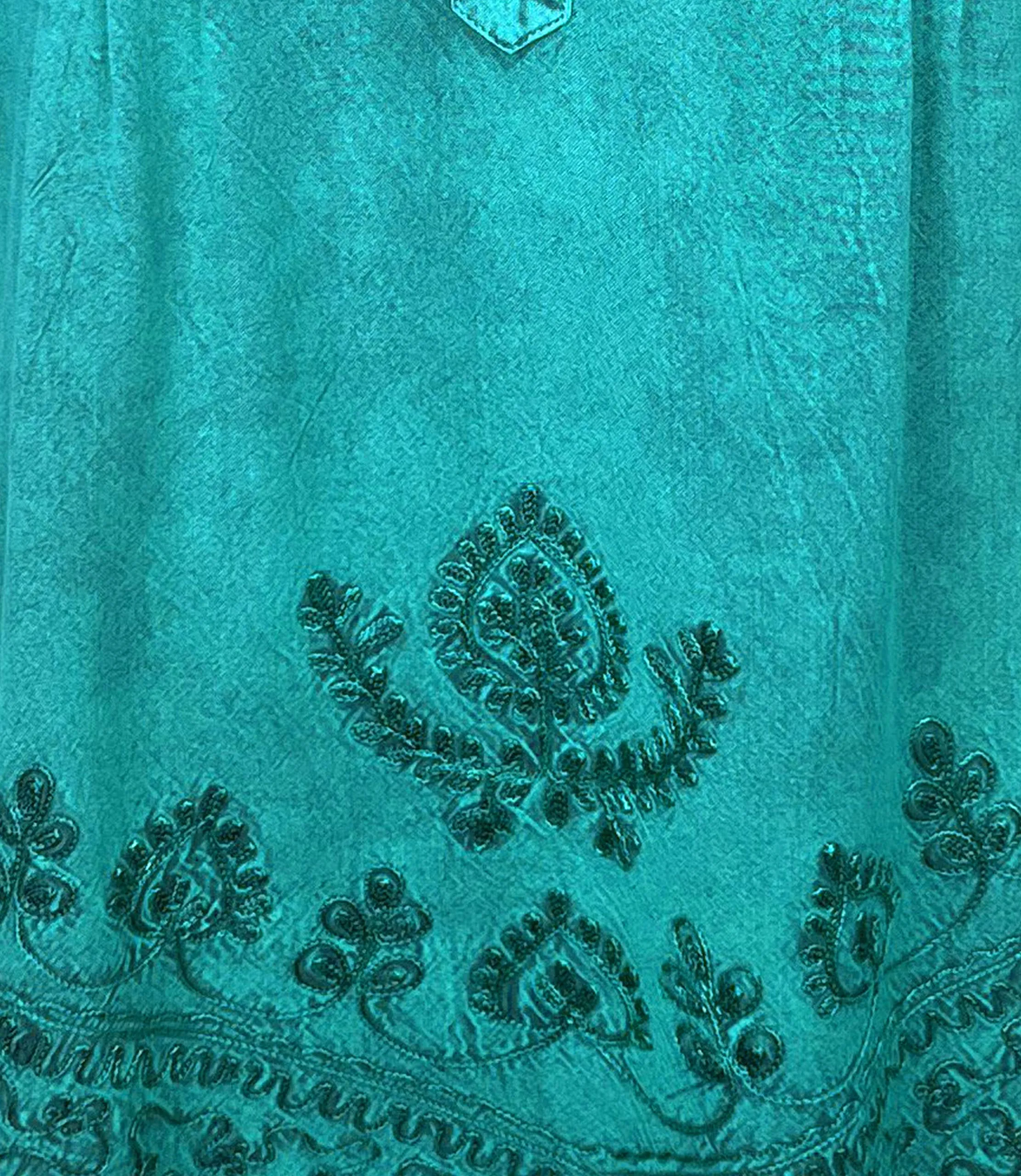 9011 B Bohemian Mandarin Style Three Button Embroidered Shirt Blouse