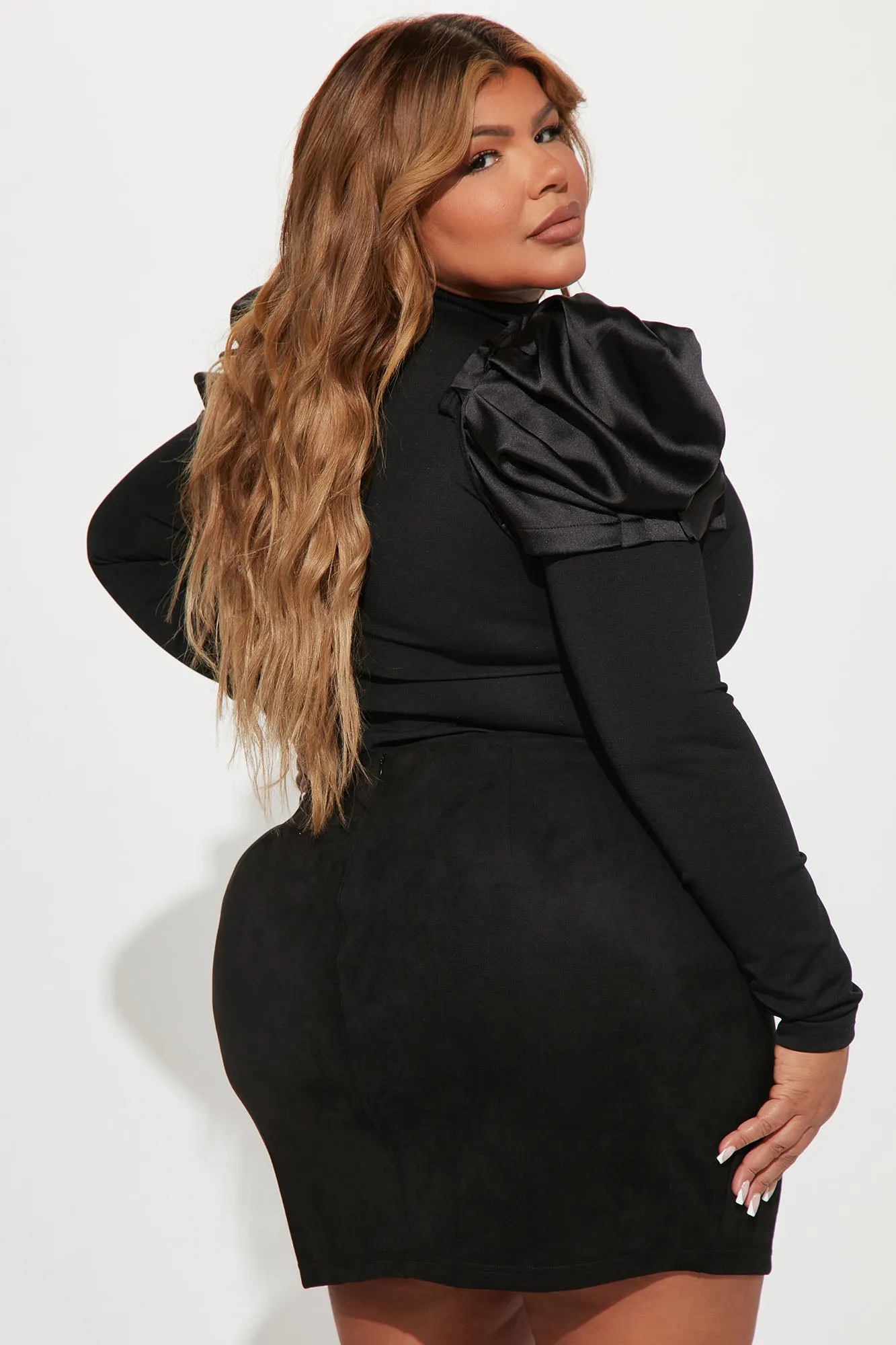 Abigail Puff Shoulder Bodysuit - Black