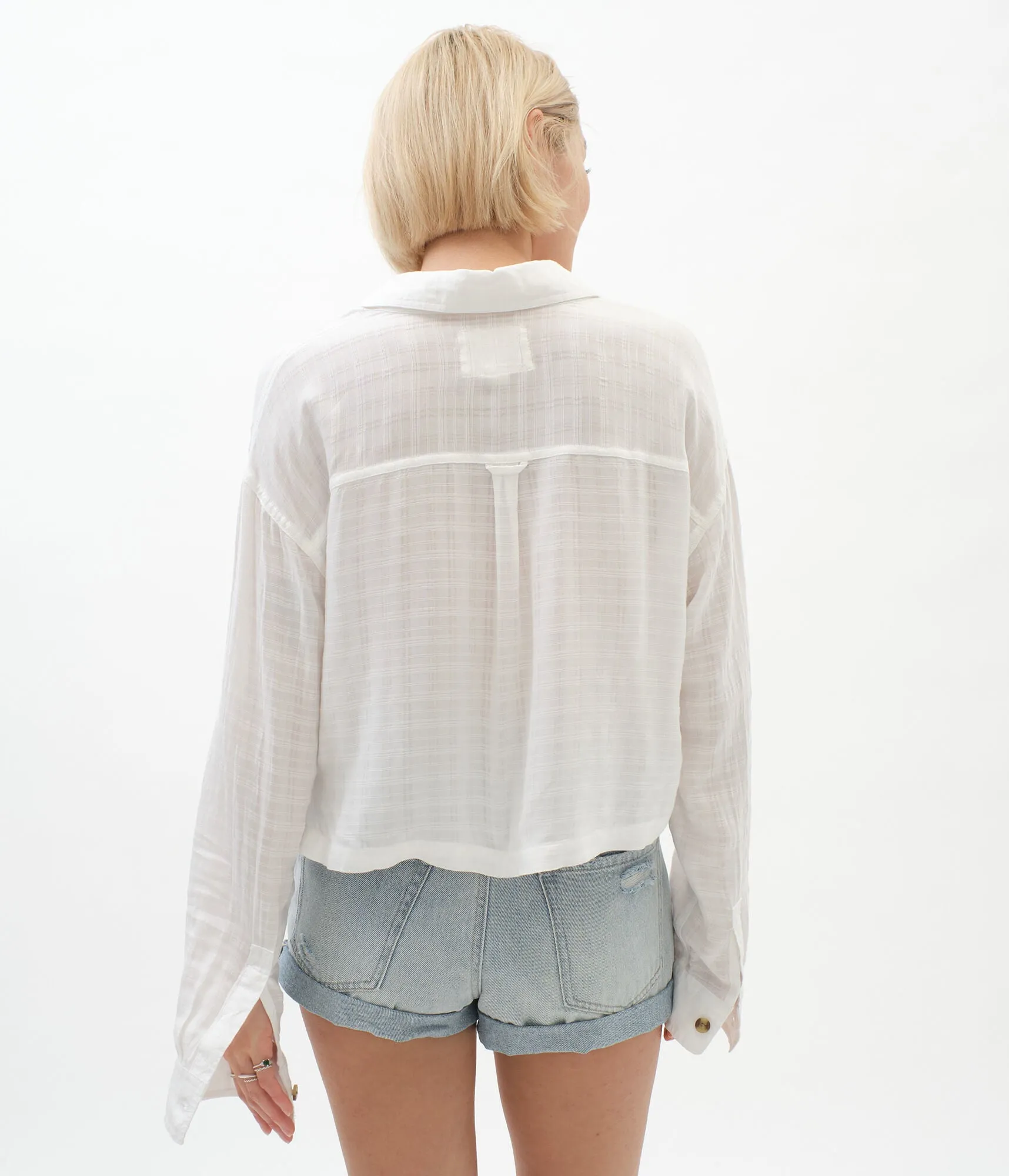 Aeropostale Long Sleeve Textured Button-Down Top