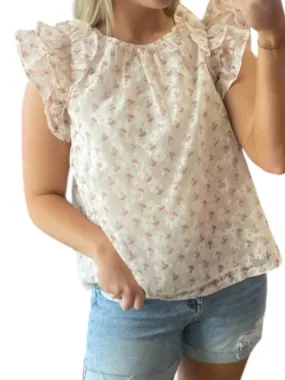 &Merci - Flutter Sleeve Floral Top