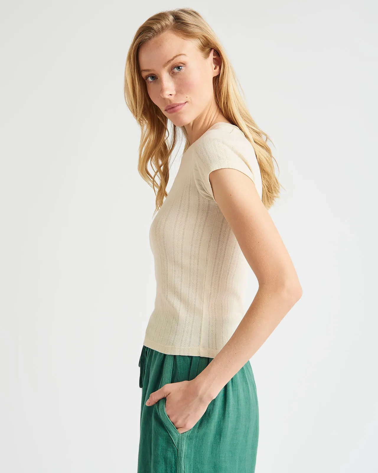 Arlie Pointelle Short Sleeve Tee