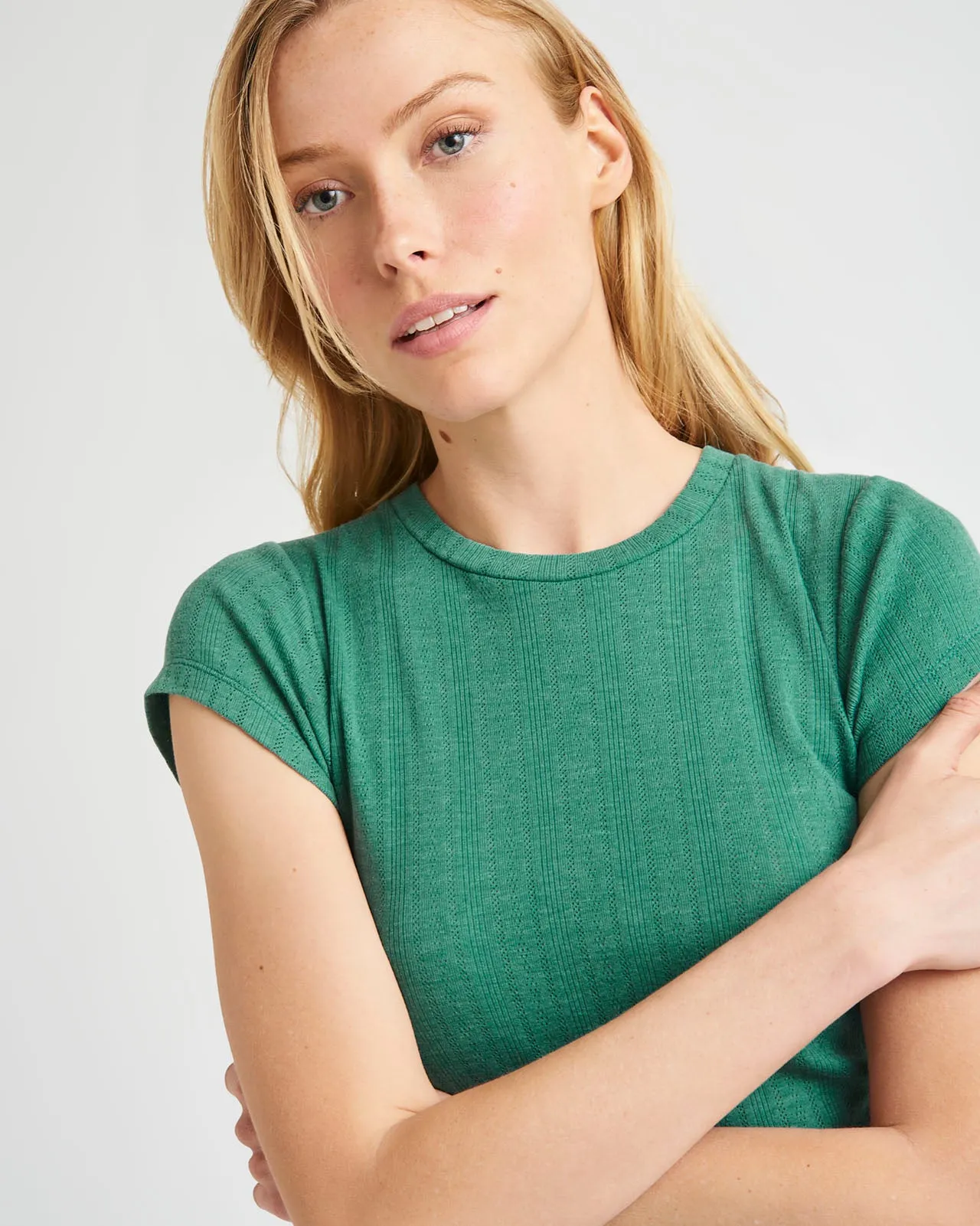 Arlie Pointelle Short Sleeve Tee