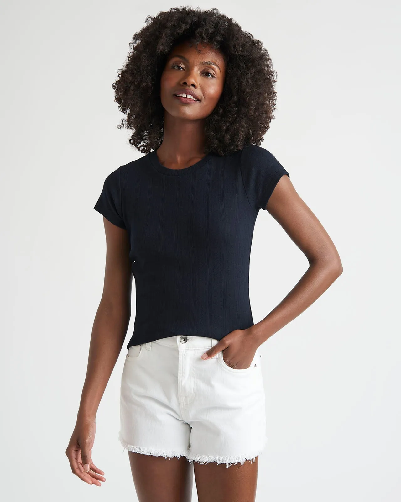 Arlie Pointelle Short Sleeve Tee