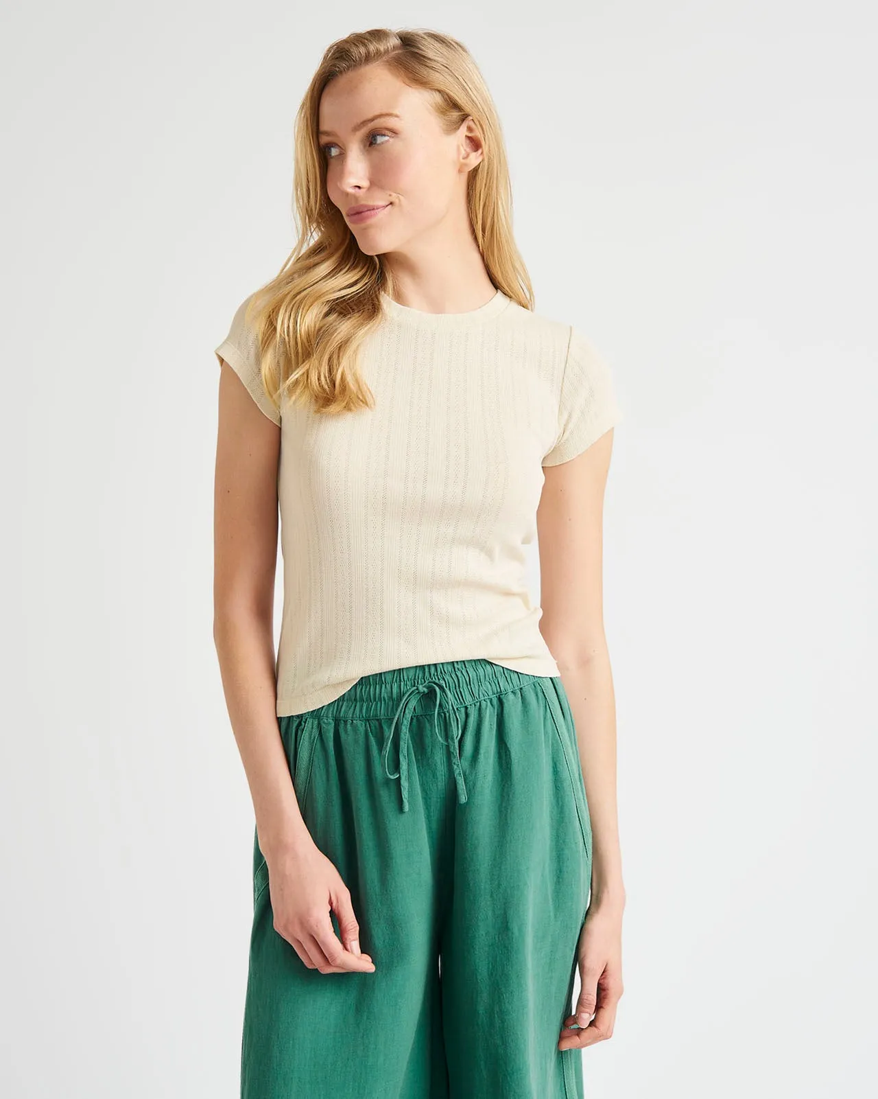 Arlie Pointelle Short Sleeve Tee