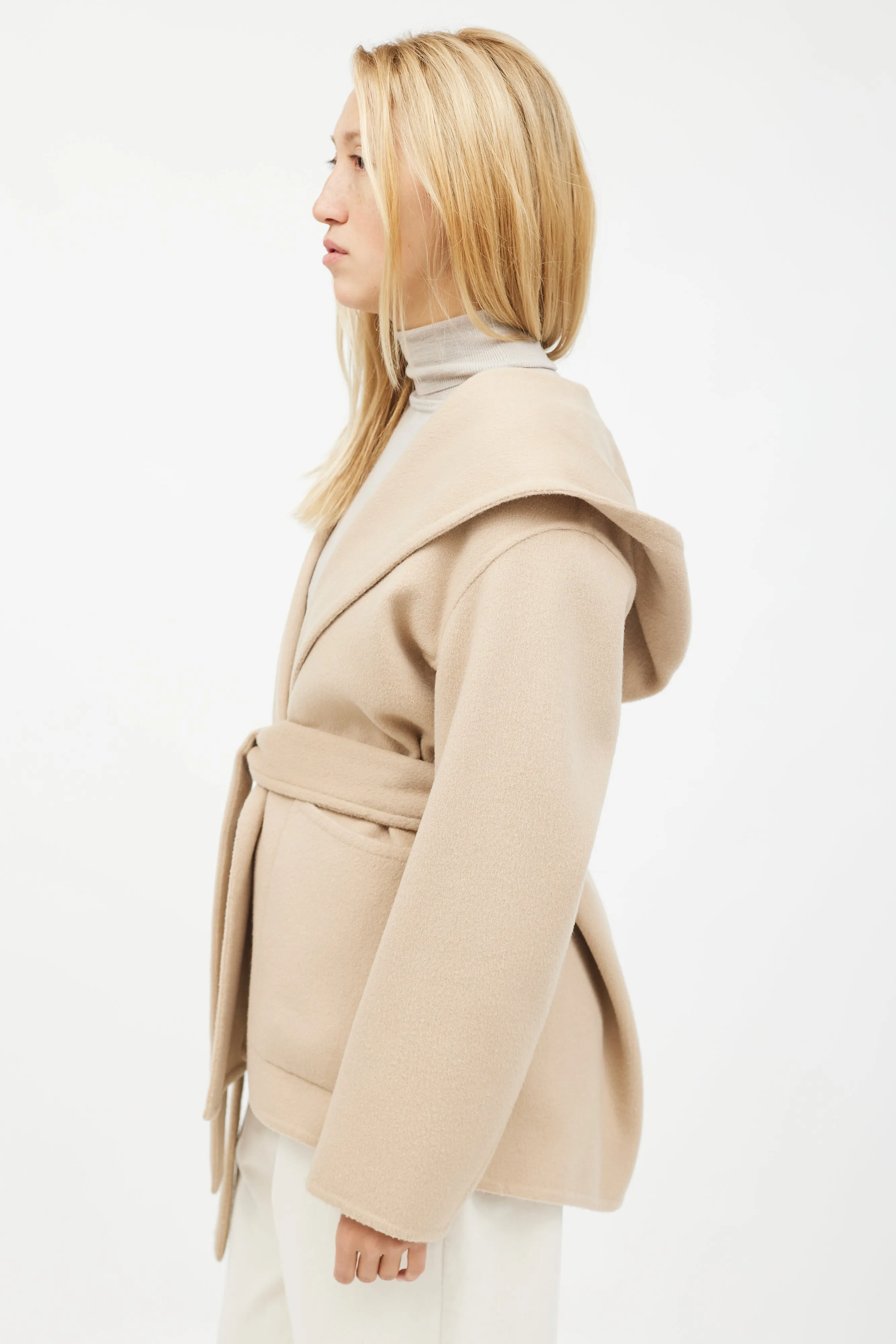 Beige Wool Belted Jacket