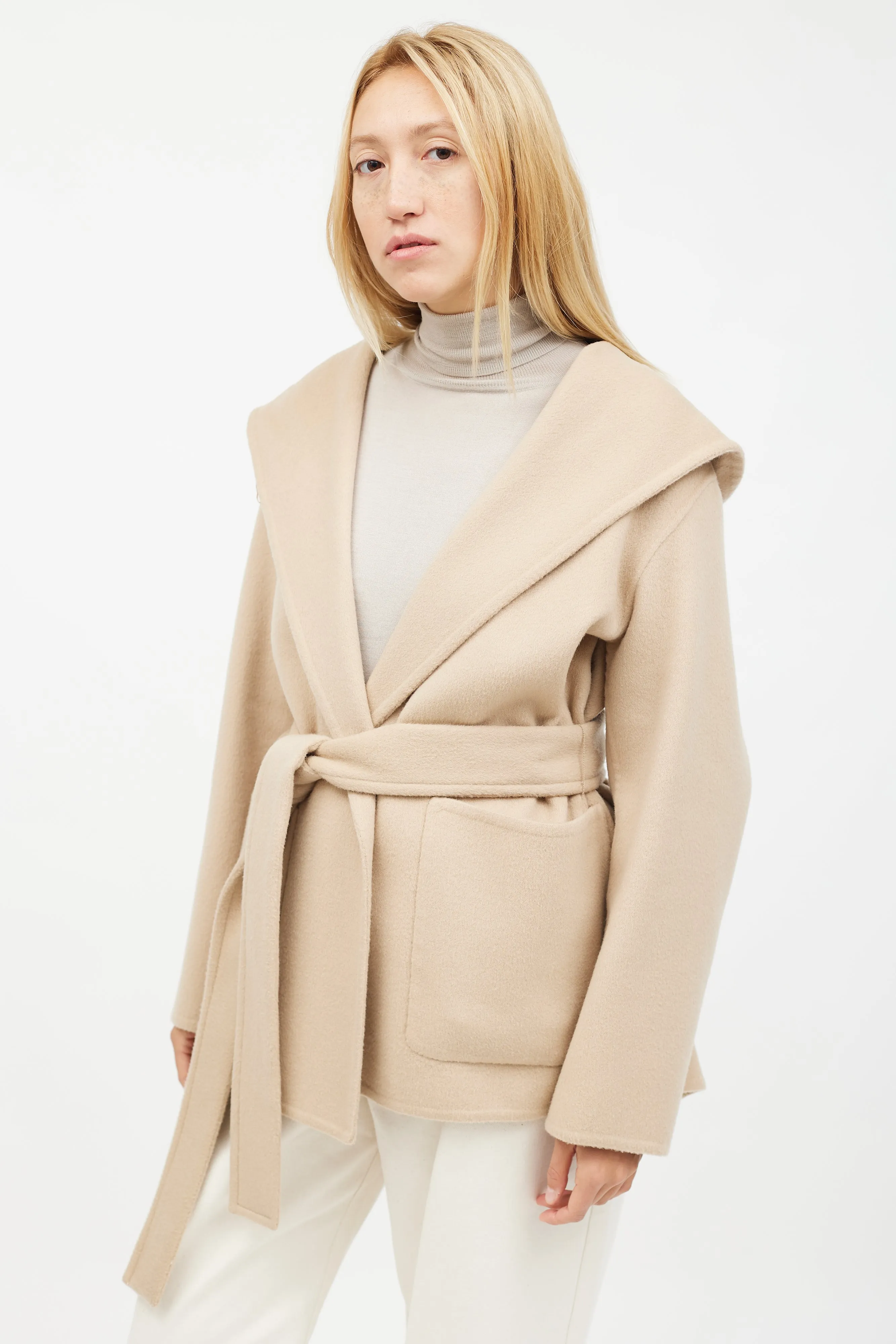 Beige Wool Belted Jacket