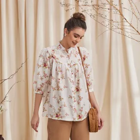 Bemberg Linen Shirt | Floral Print | White