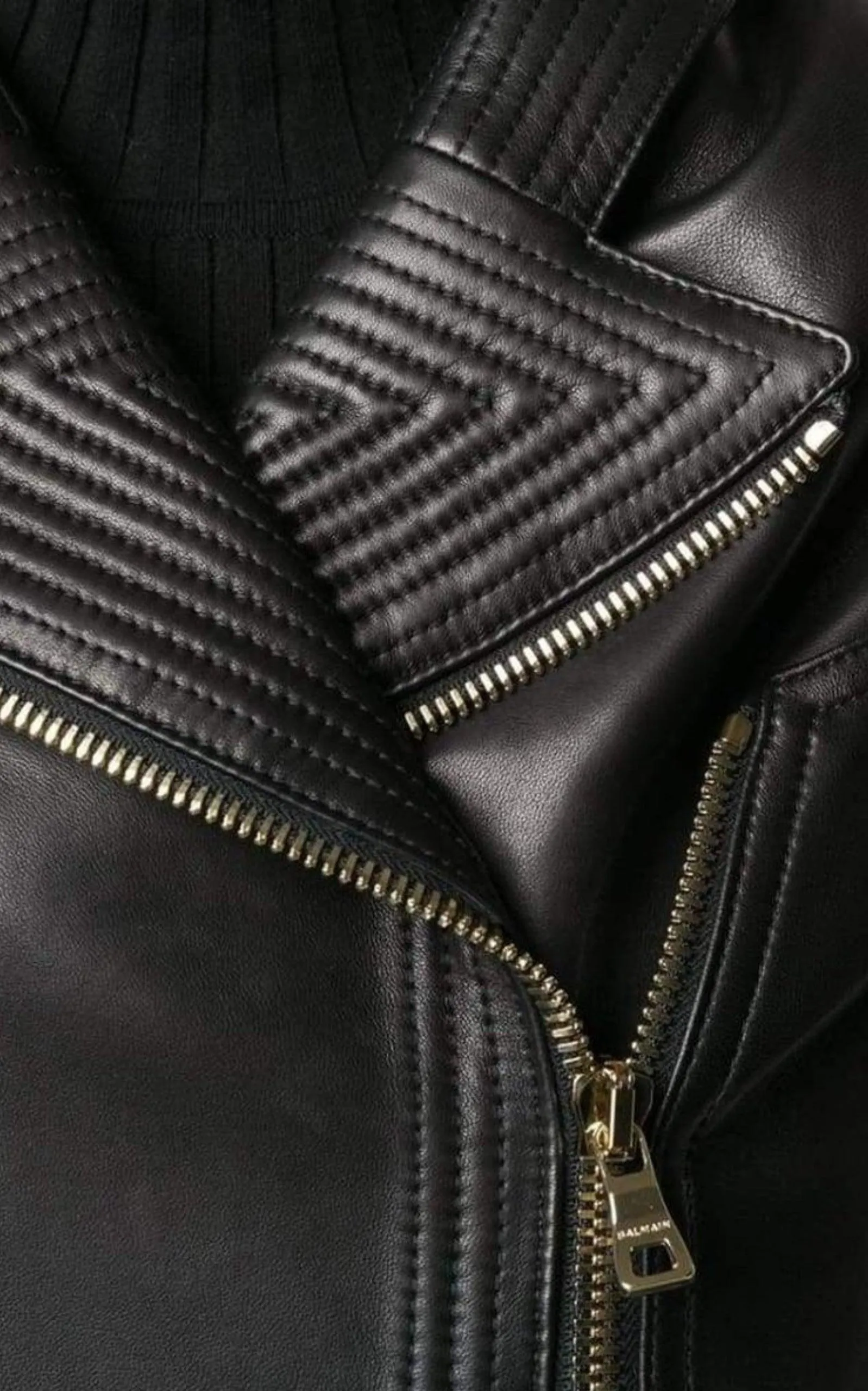 Black Buckle Belt Leather Jacket