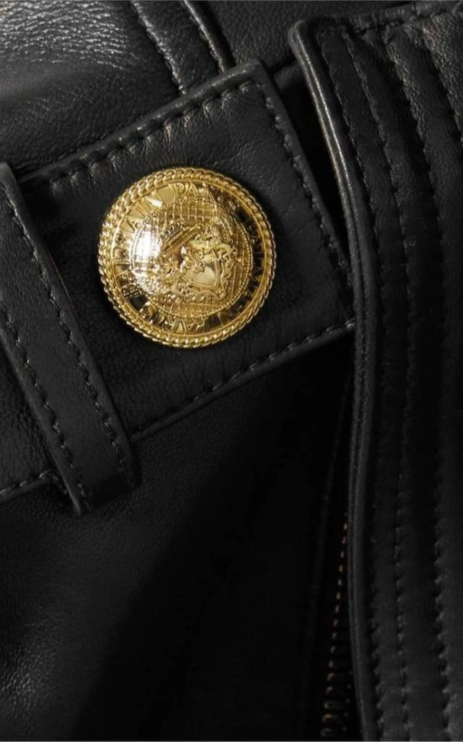 Black Buckle Belt Leather Jacket