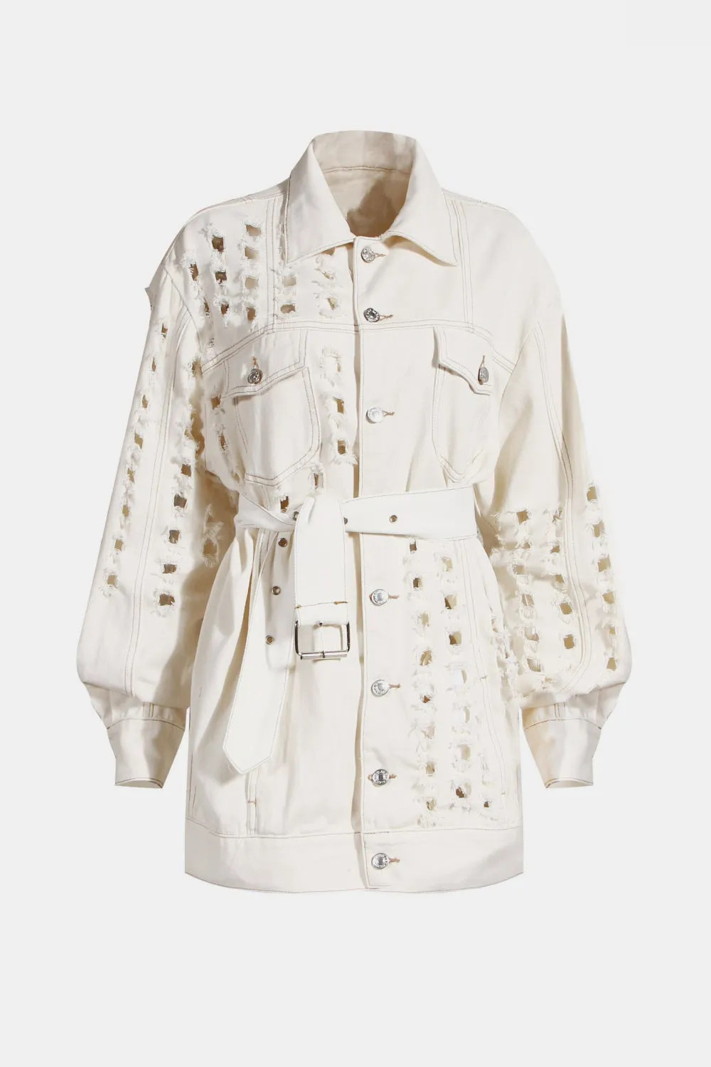Blazer Denim Coat with Belt