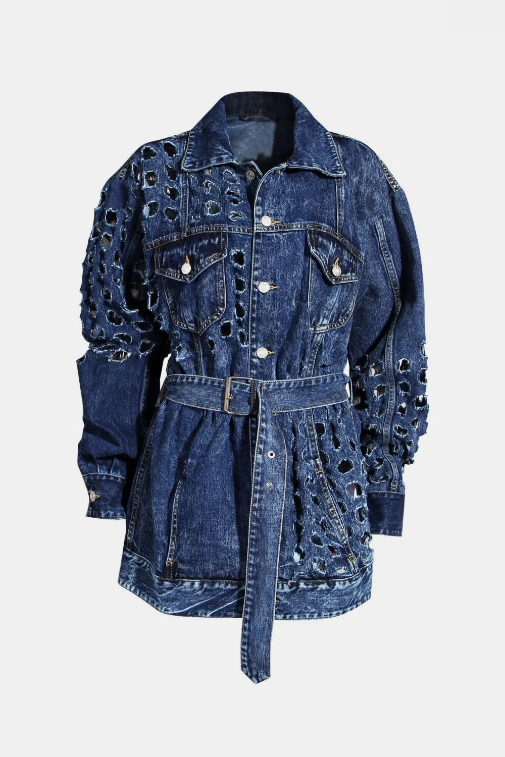 Blazer Denim Coat with Belt