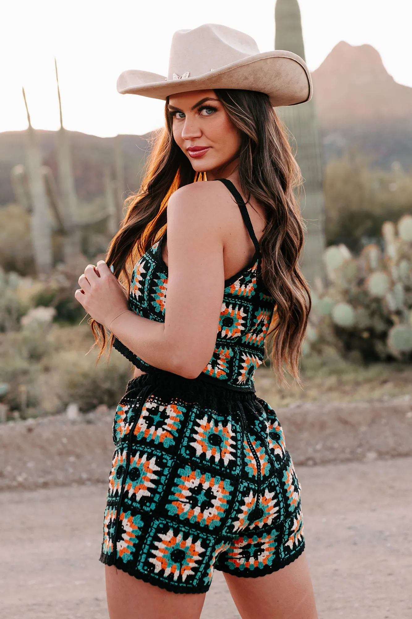 Coastal Dreams Crochet Knit Two-Piece Set (Black Mix)