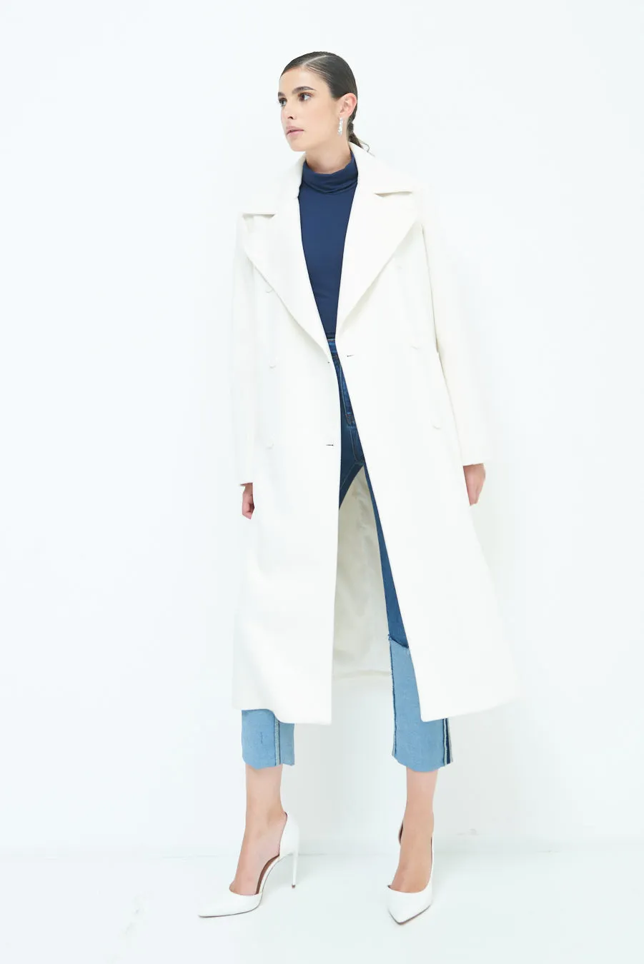 Double-breasted long coat wholesale