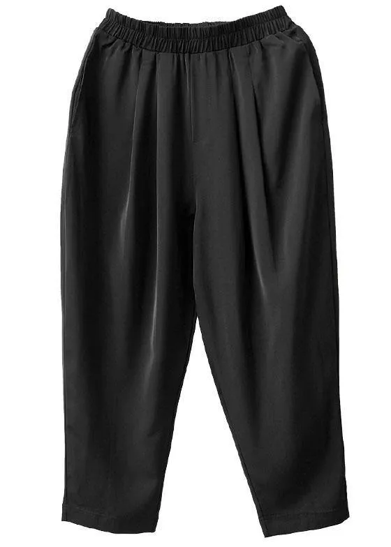 Fitted Black Casual Pockets Harem Fall Pants