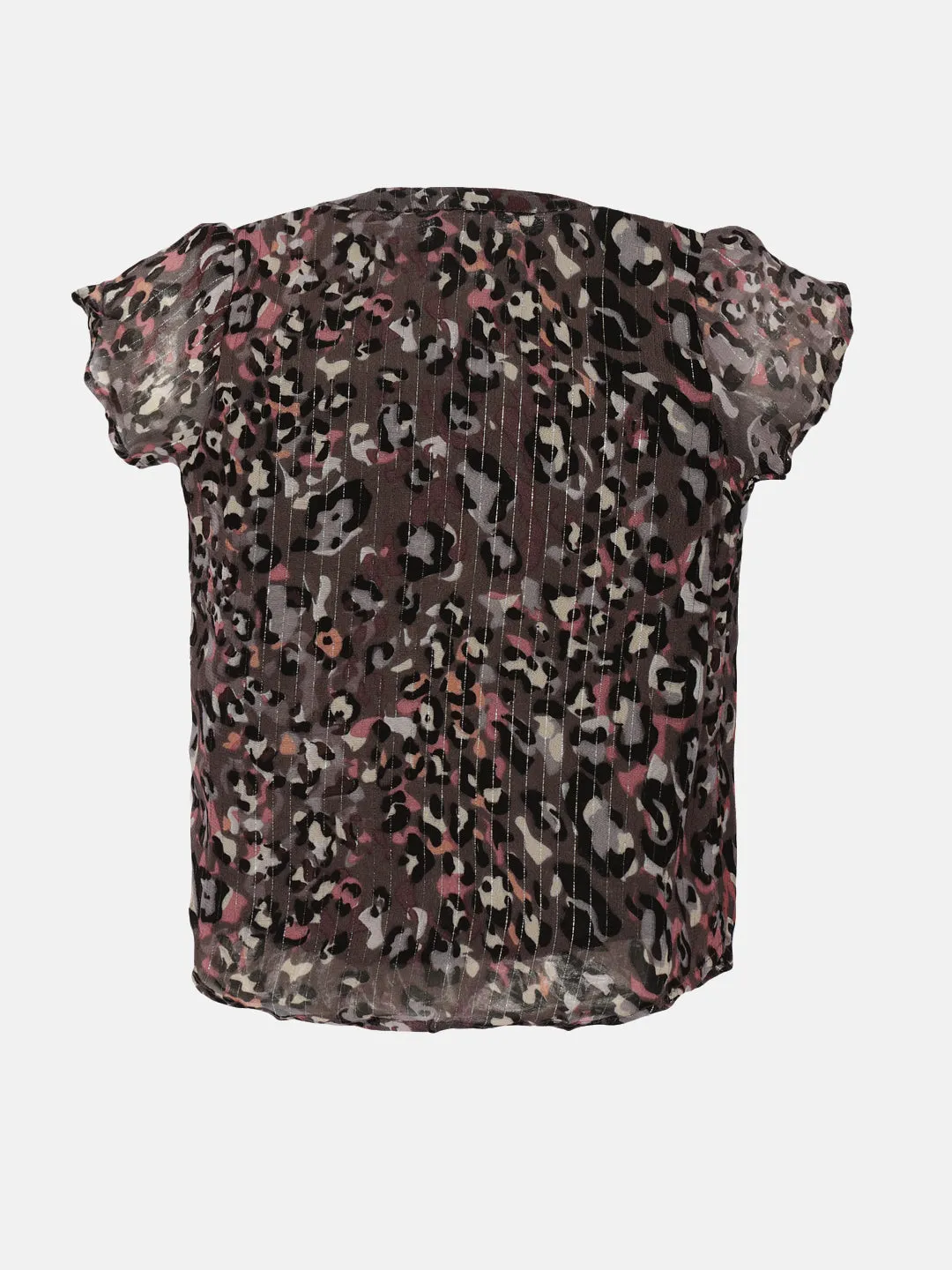 Girl's Cap Sleeve Frill Layard Printed Top