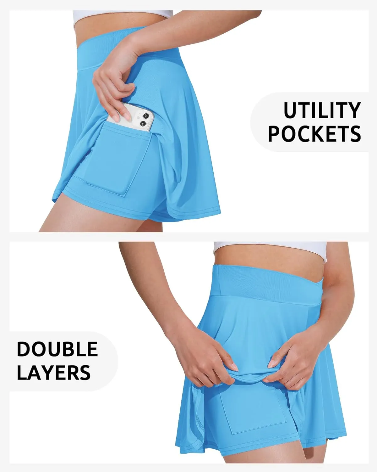 Girls Flowy Shorts Butterfly Shorts with Liner 2-in-1 Athletic Tennis Running Gym Shorts with Pockets for Kids