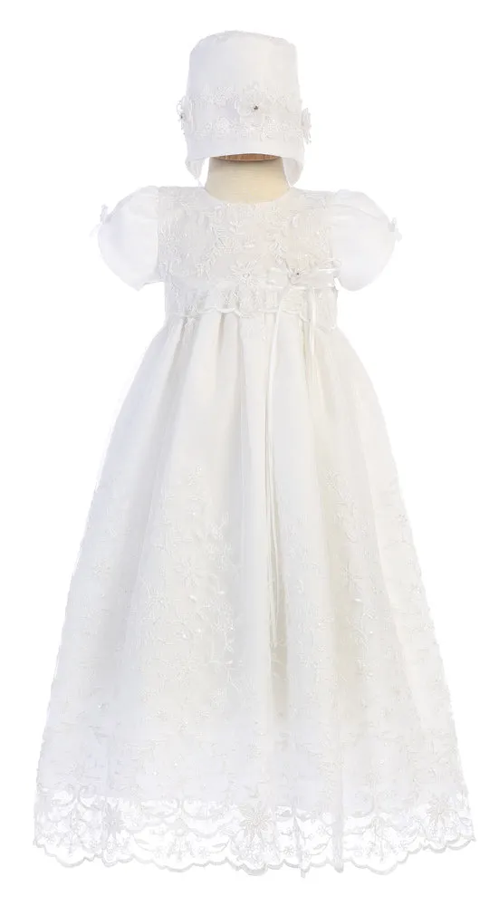 Girls White Christening & Baptism Gown - Sofia