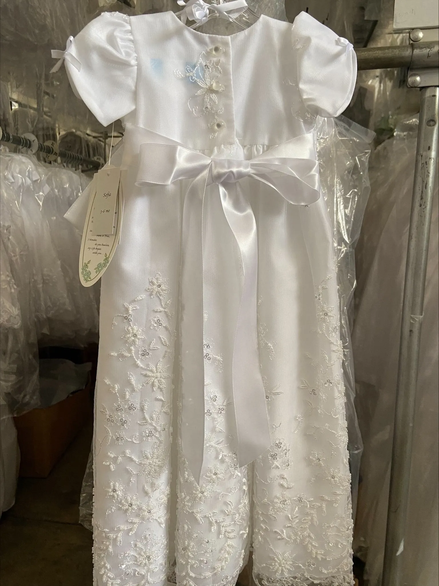 Girls White Christening & Baptism Gown - Sofia