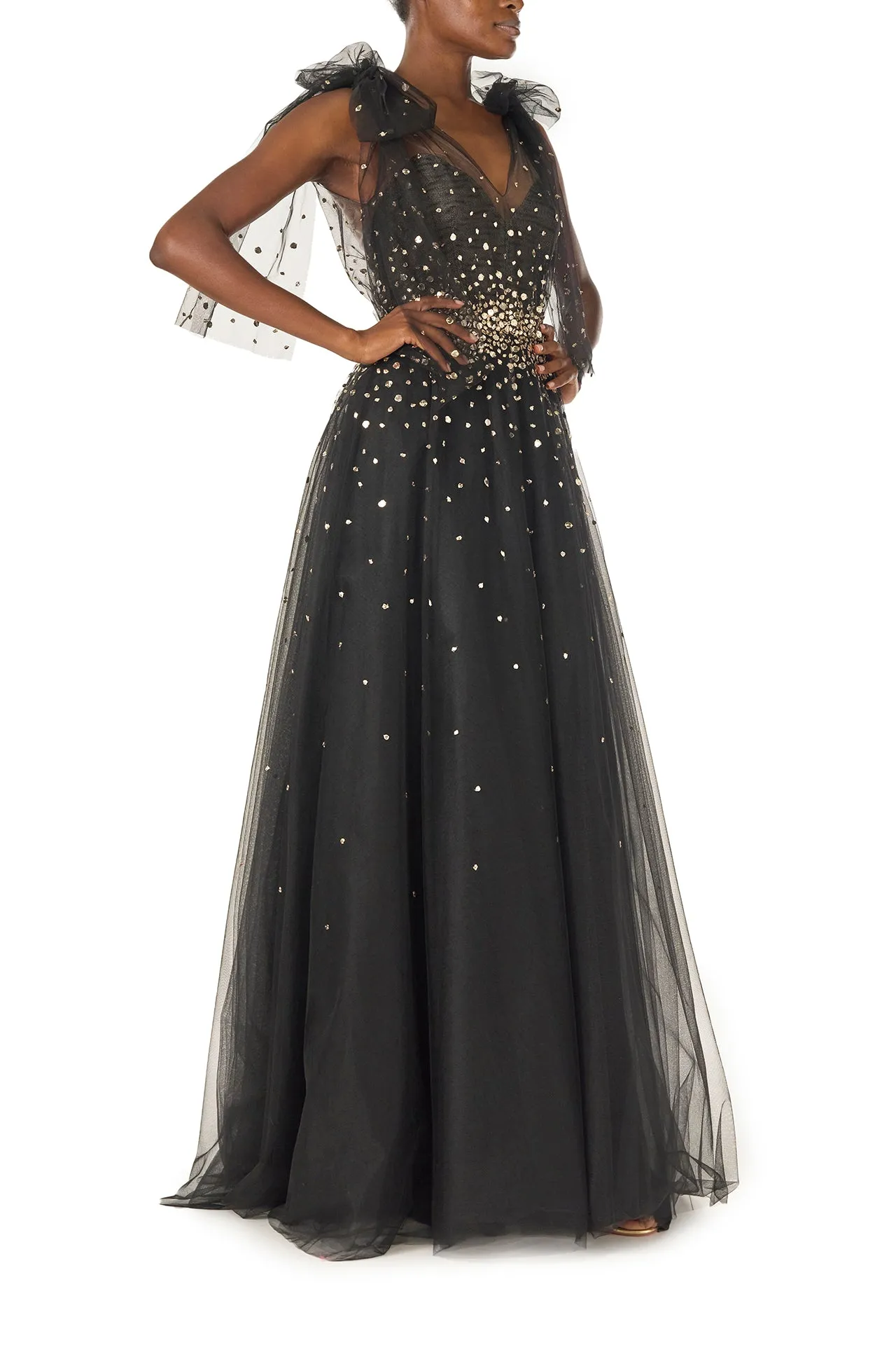 Gown with Bow Shoulder Ties