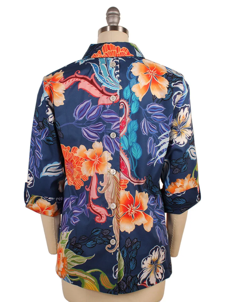 Hinson Wu Aileen 3/4 Sleeve Floral Shirt in Oasis