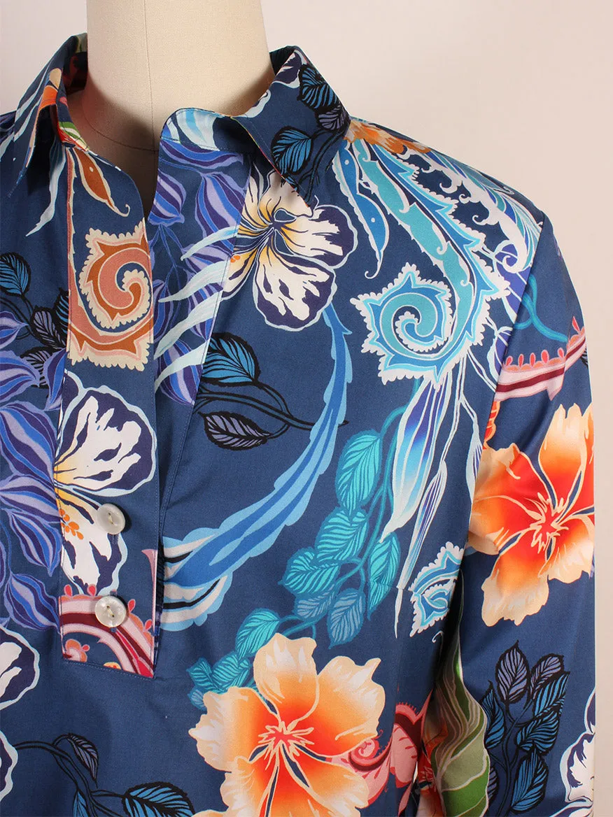 Hinson Wu Aileen 3/4 Sleeve Floral Shirt in Oasis