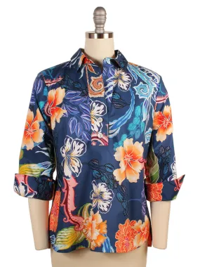 Hinson Wu Aileen 3/4 Sleeve Floral Shirt in Oasis
