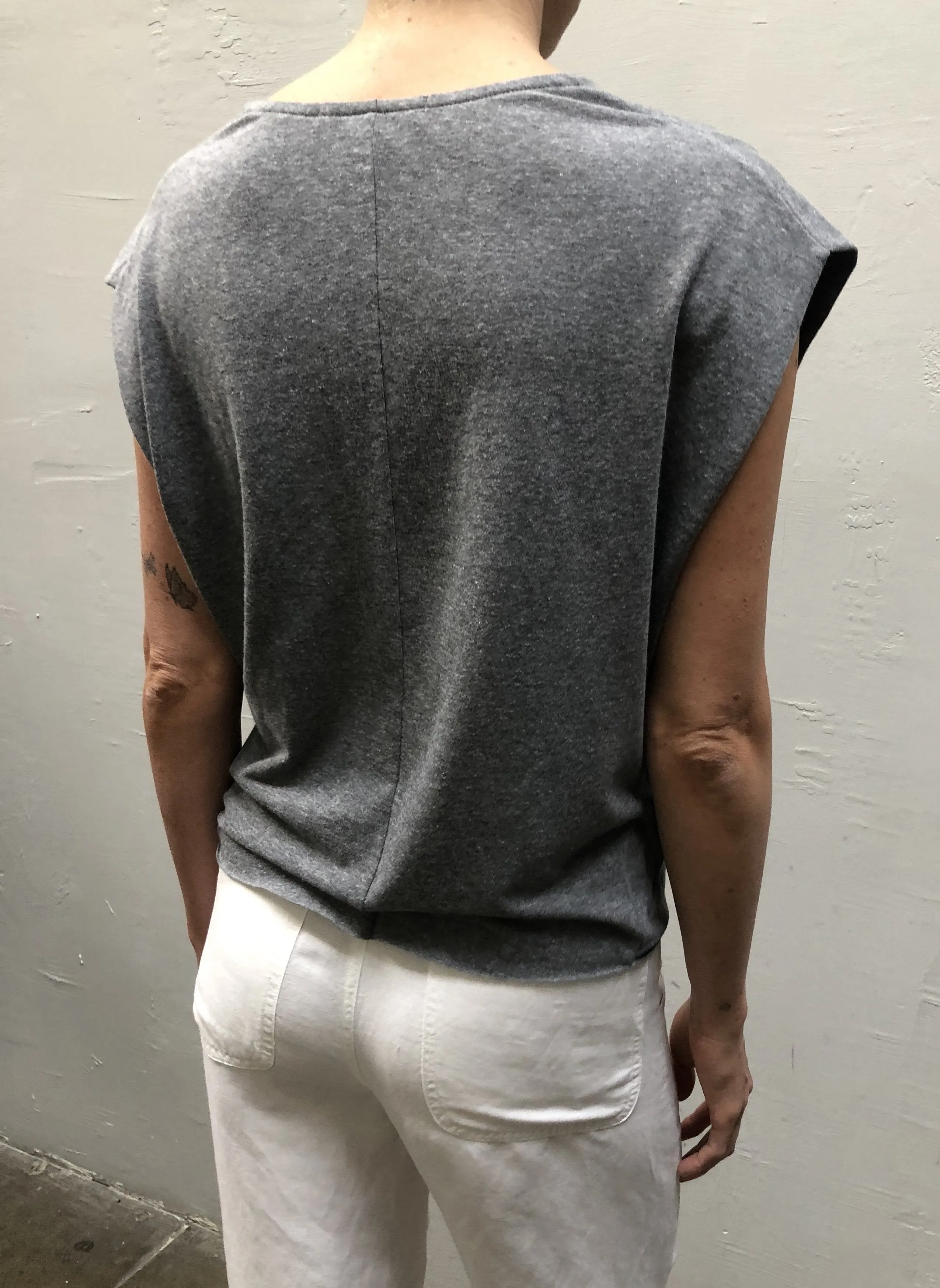 Jersey Tuck Shell - Heather Grey