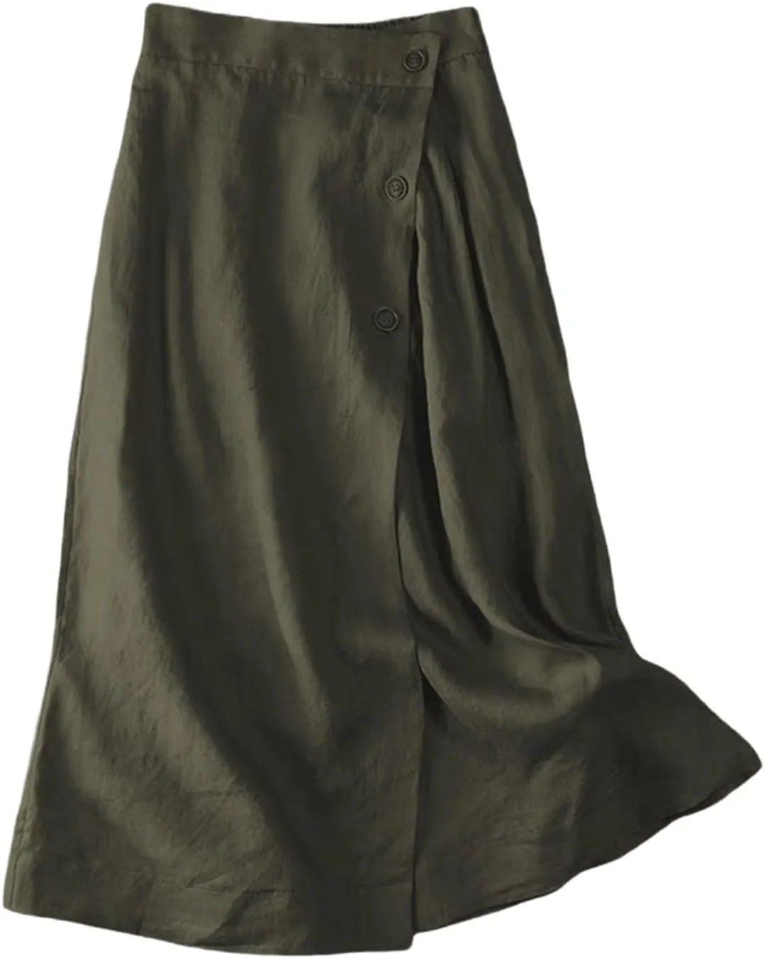 Linen Midi Skirt Womens Skirts 2025 Beach High Waisted Midi Skirt with Pockets Button Flowy A Line Boho Summer Skirts