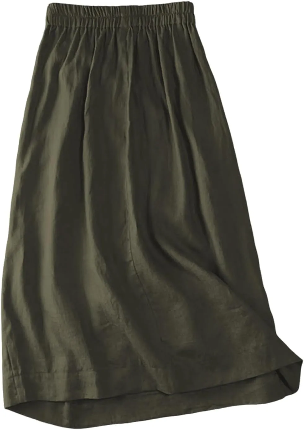 Linen Midi Skirt Womens Skirts 2025 Beach High Waisted Midi Skirt with Pockets Button Flowy A Line Boho Summer Skirts