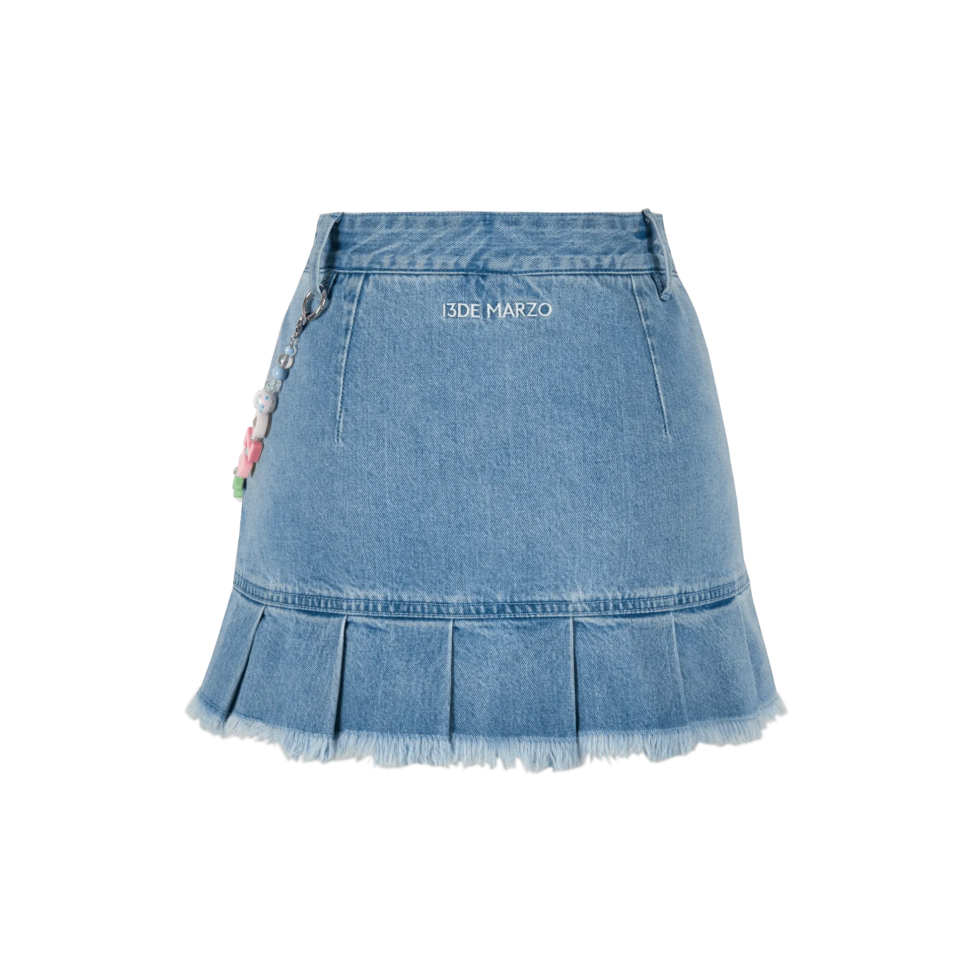 Logo Bead Chain Denim Skirt in Blue