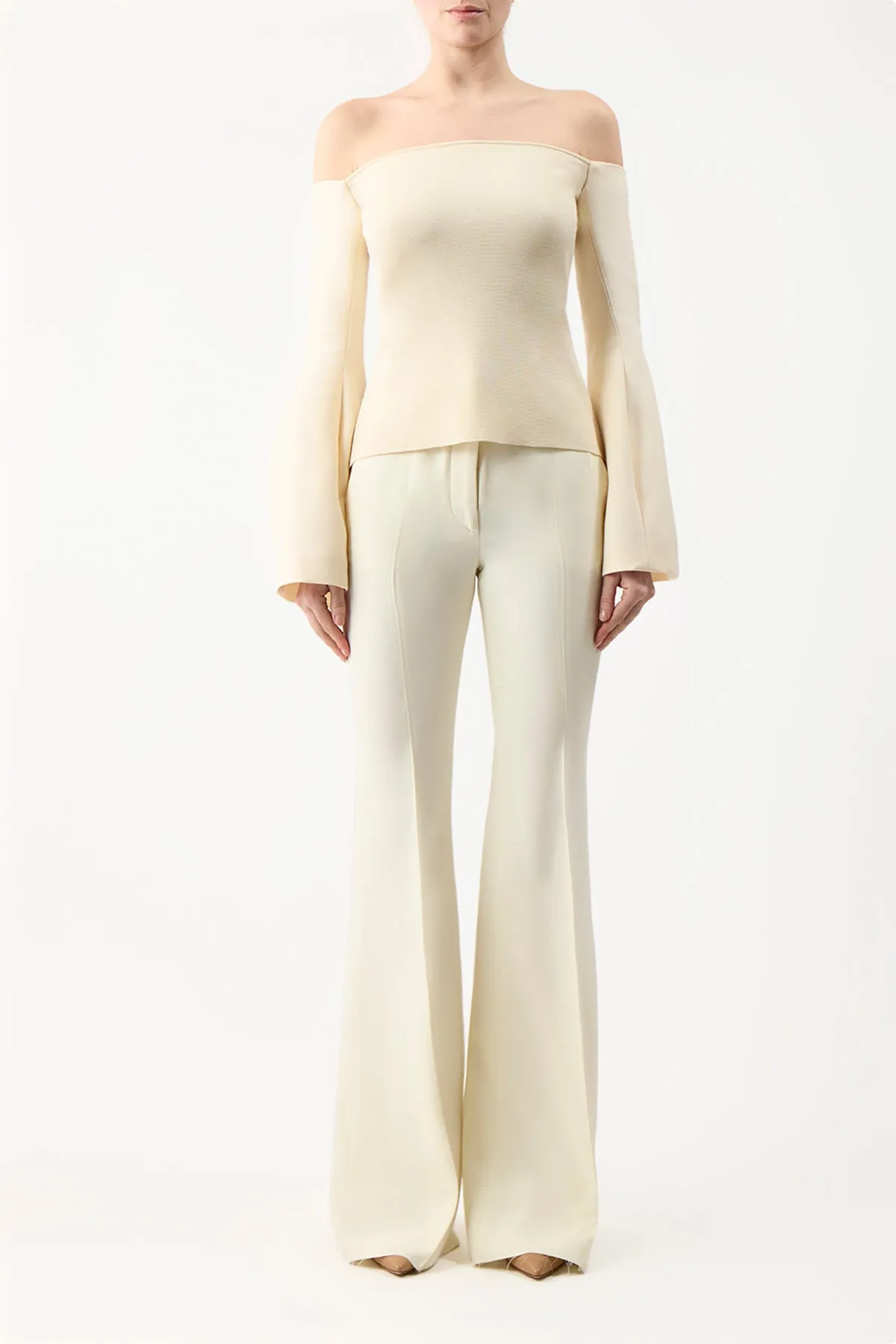 Maki Top in Ivory Wool Silk Cady