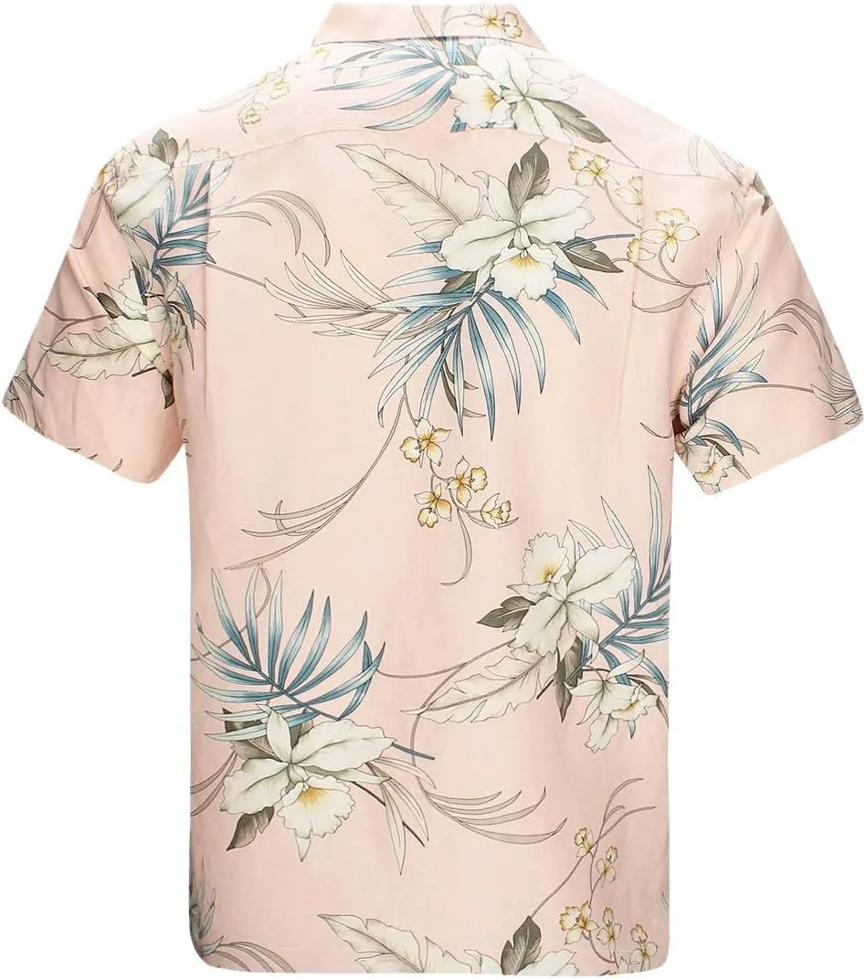 Men's Hawaiian Floral Shirts Silk and Linen Button Down Casual Tropical Holiday Beach Shirts