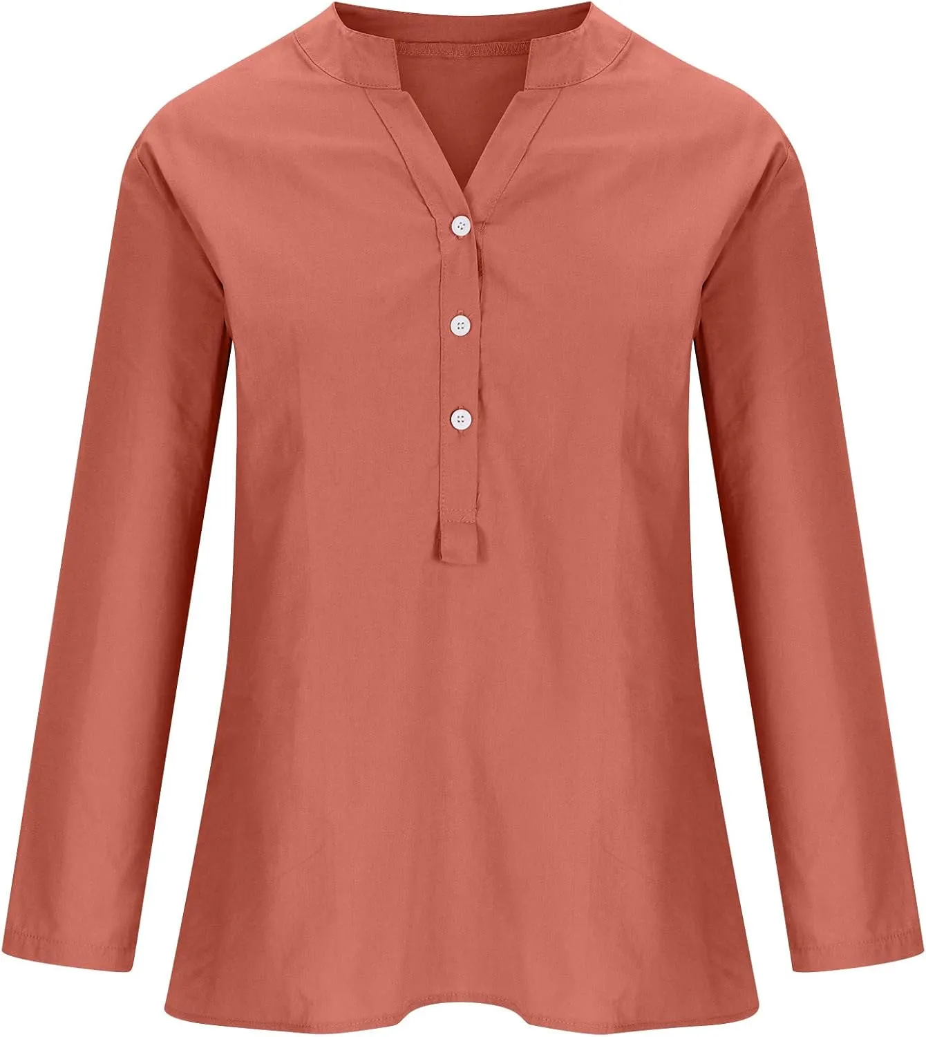 Plus Size Linen Button Down Shirts for Women Summer V Neck Tshirts Roll-Up Sleeve Tops Loose Fit Beach Clothes