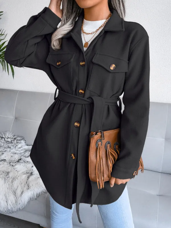Plush Wool Overcoat - Long Belted Jacket