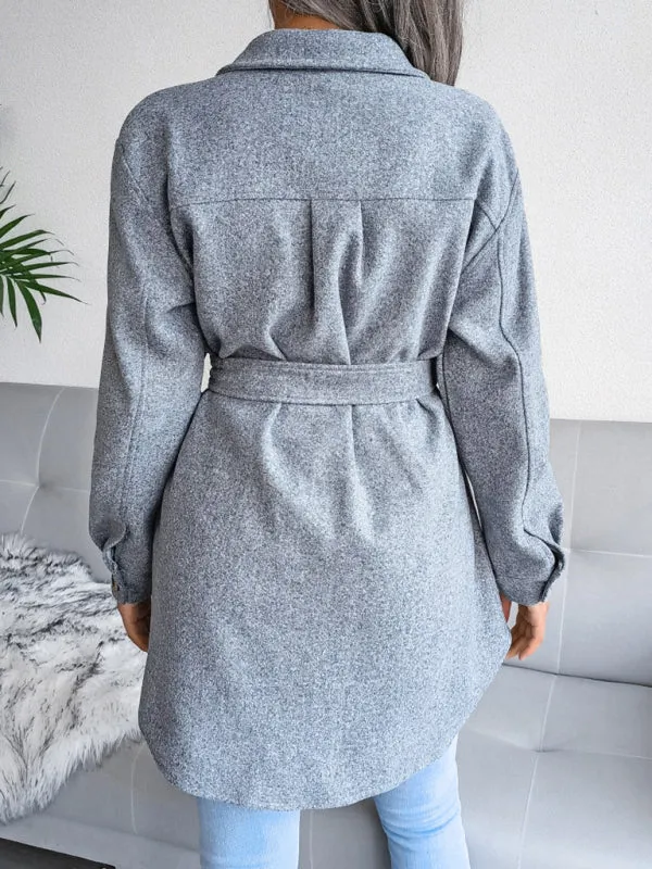 Plush Wool Overcoat - Long Belted Jacket