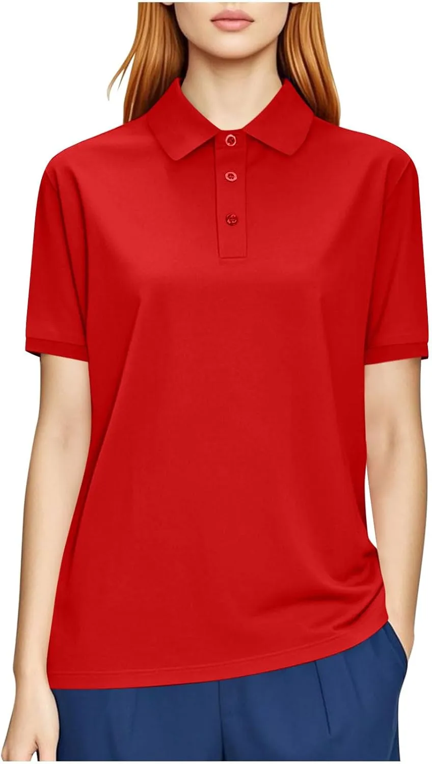 Polo Shirts for Women Short Sleeve Collared Tops Casual Button Placket Blouses Lightweight Quick Dry Tees