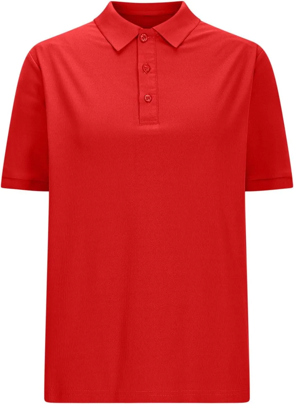 Polo Shirts for Women Short Sleeve Collared Tops Casual Button Placket Blouses Lightweight Quick Dry Tees