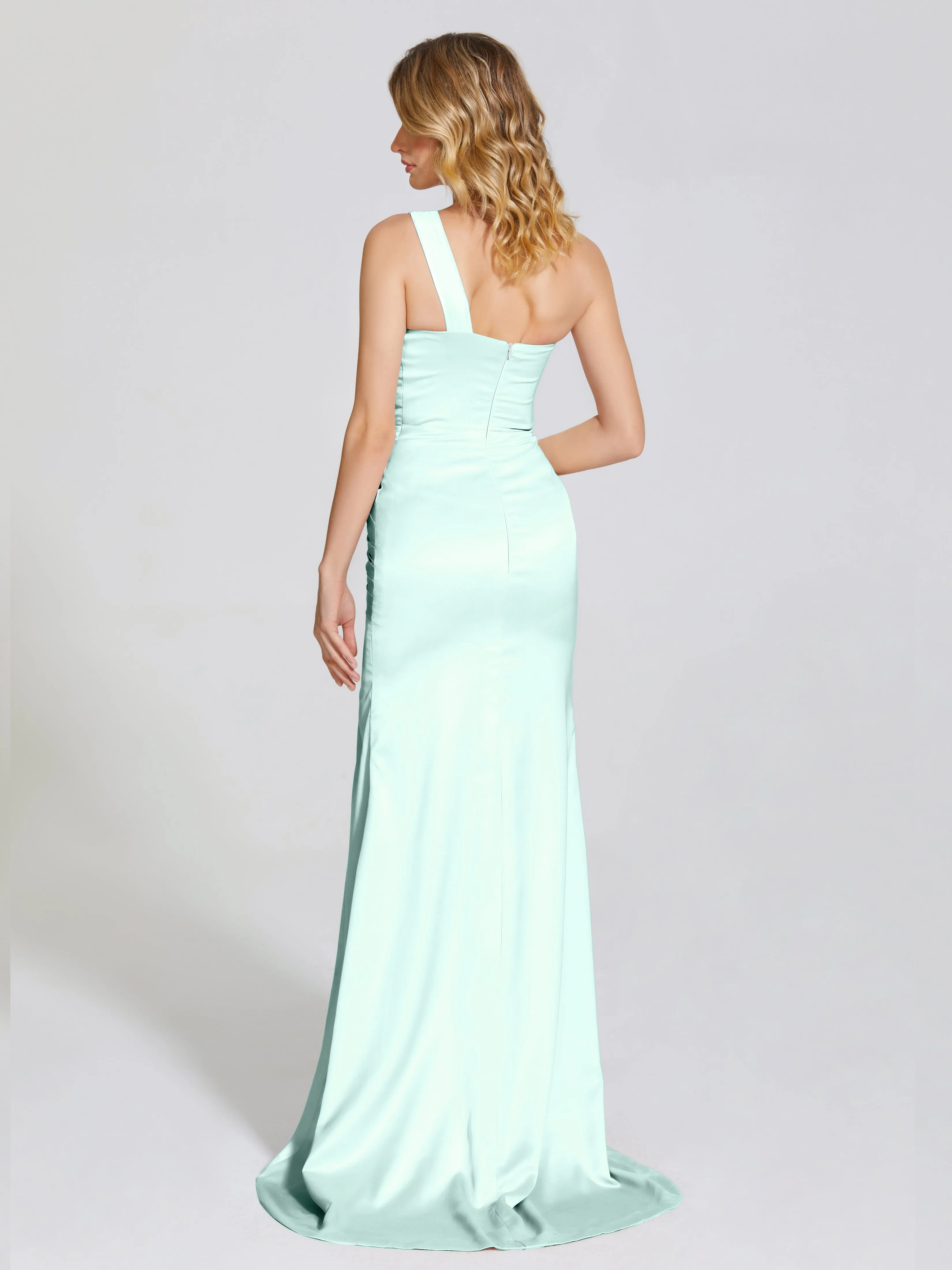 Ruched Soft Satin Prom Dresses