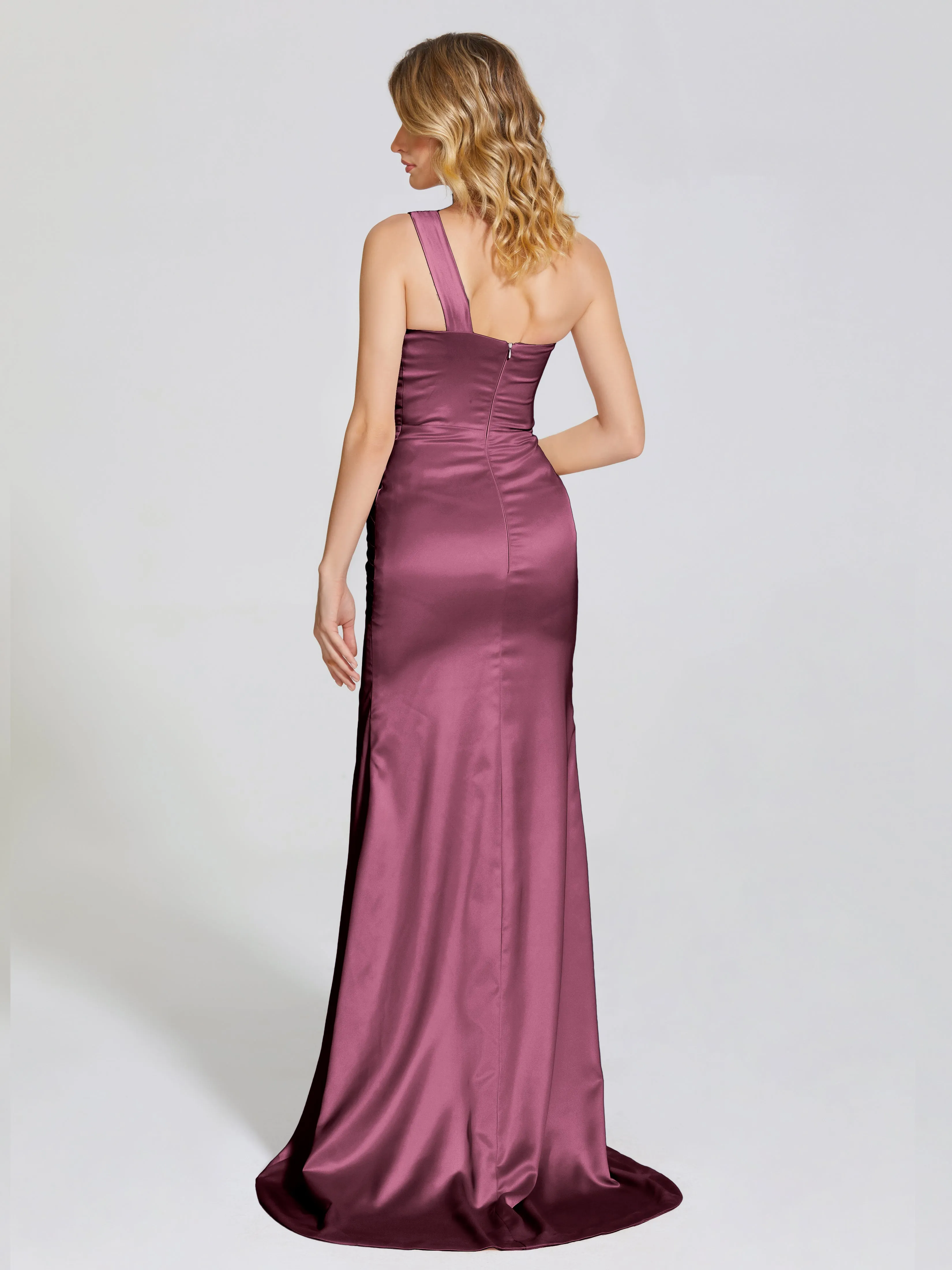Ruched Soft Satin Prom Dresses