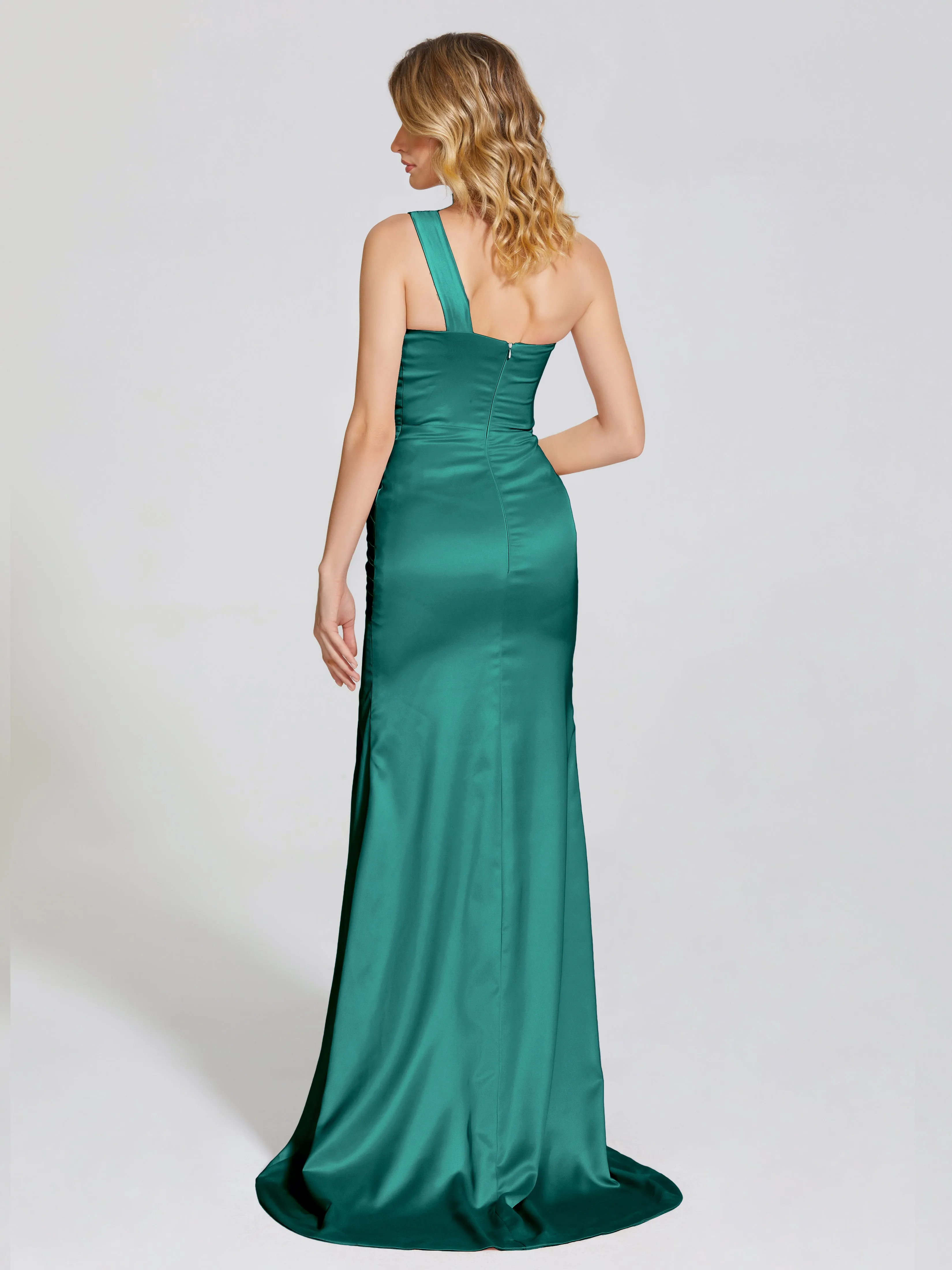 Ruched Soft Satin Prom Dresses