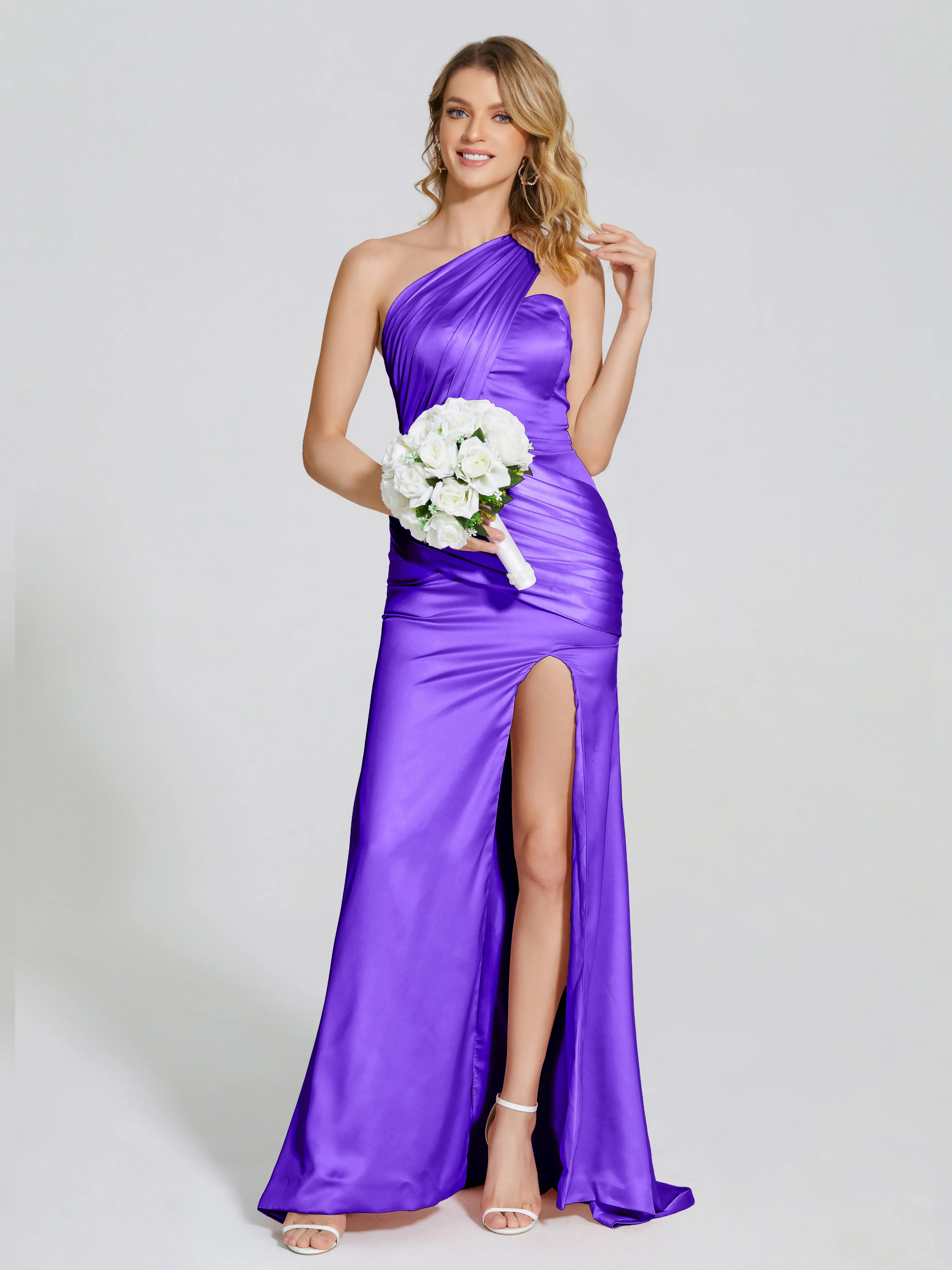 Ruched Soft Satin Prom Dresses