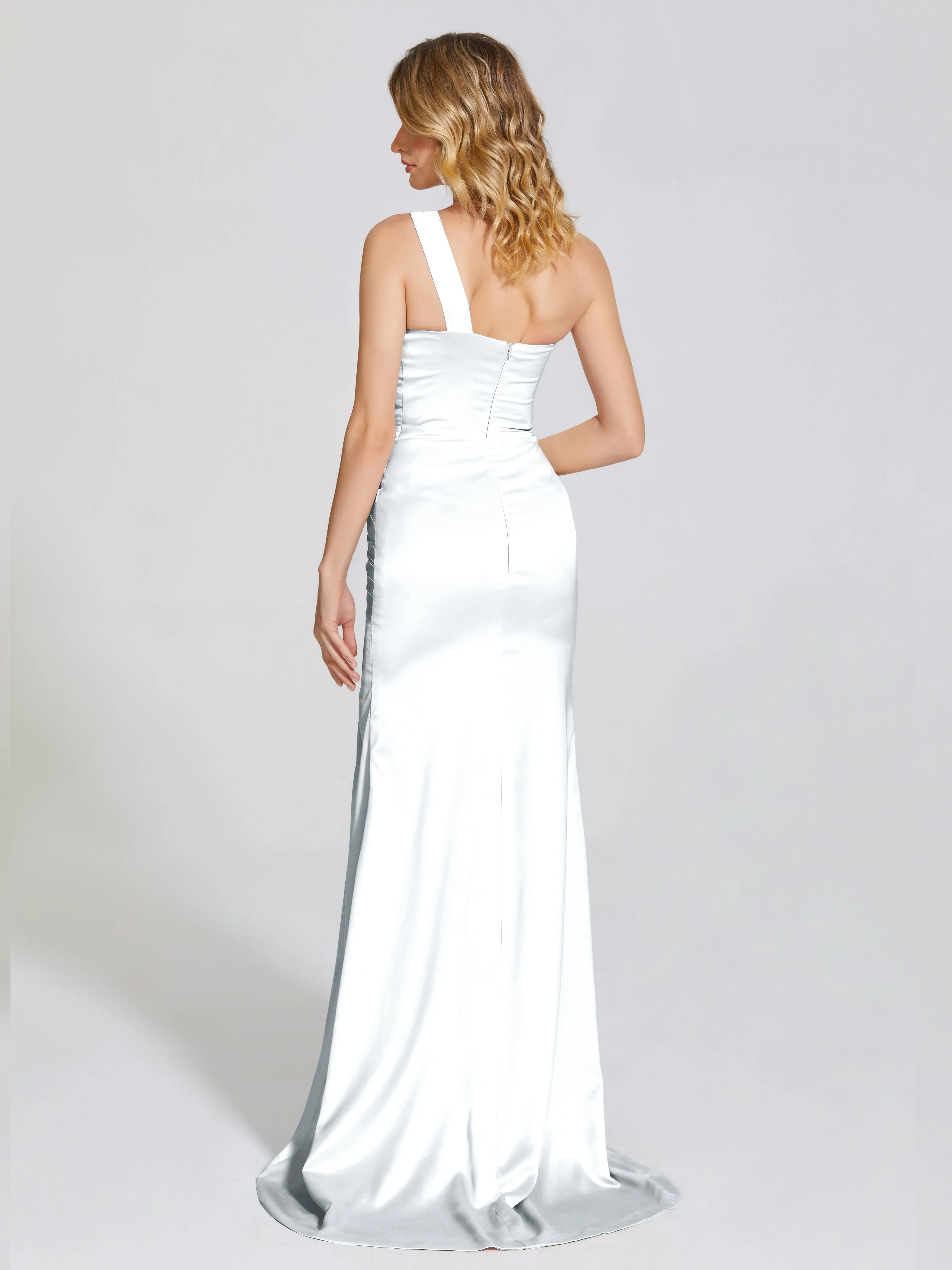 Ruched Soft Satin Prom Dresses