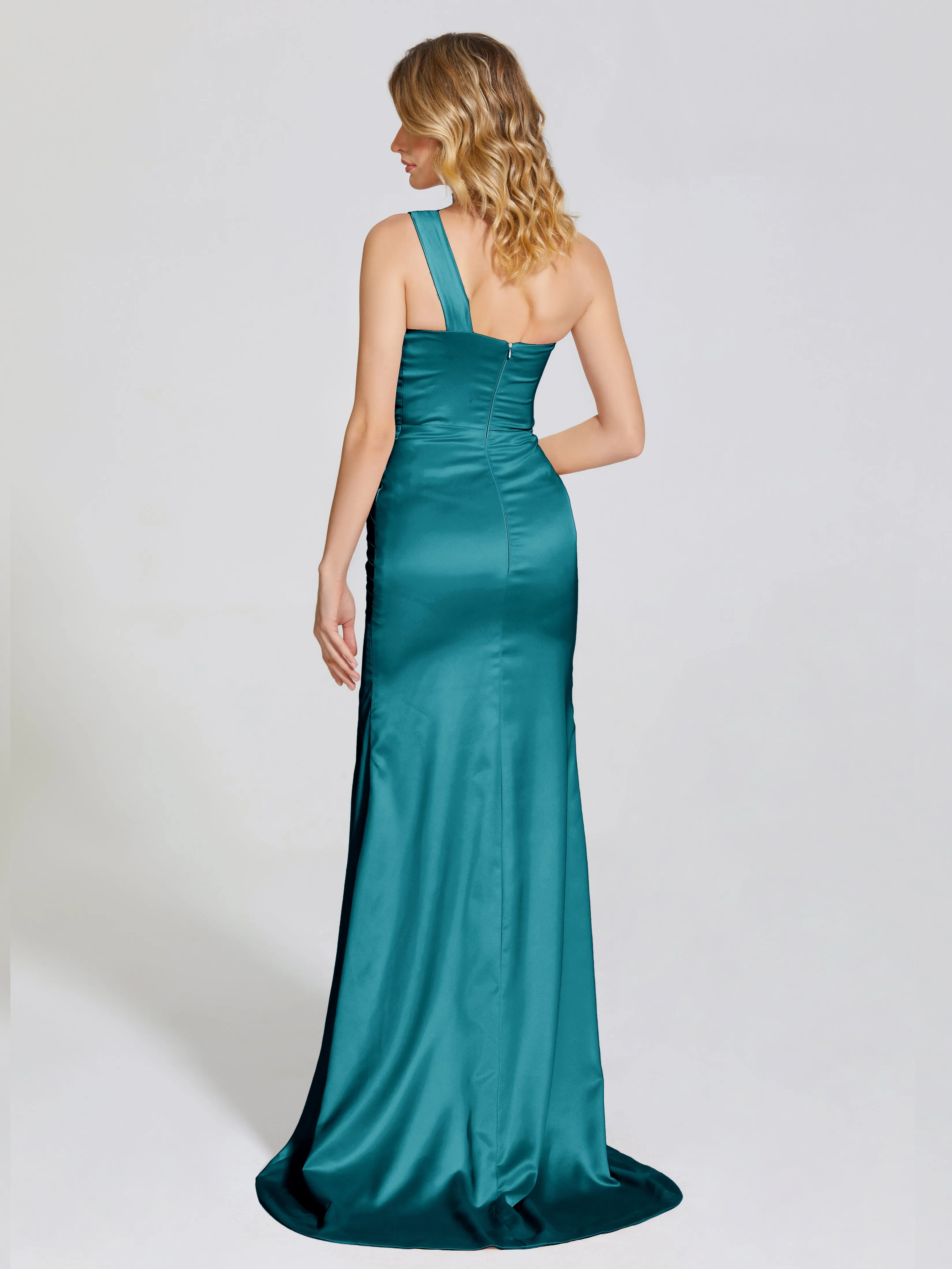 Ruched Soft Satin Prom Dresses