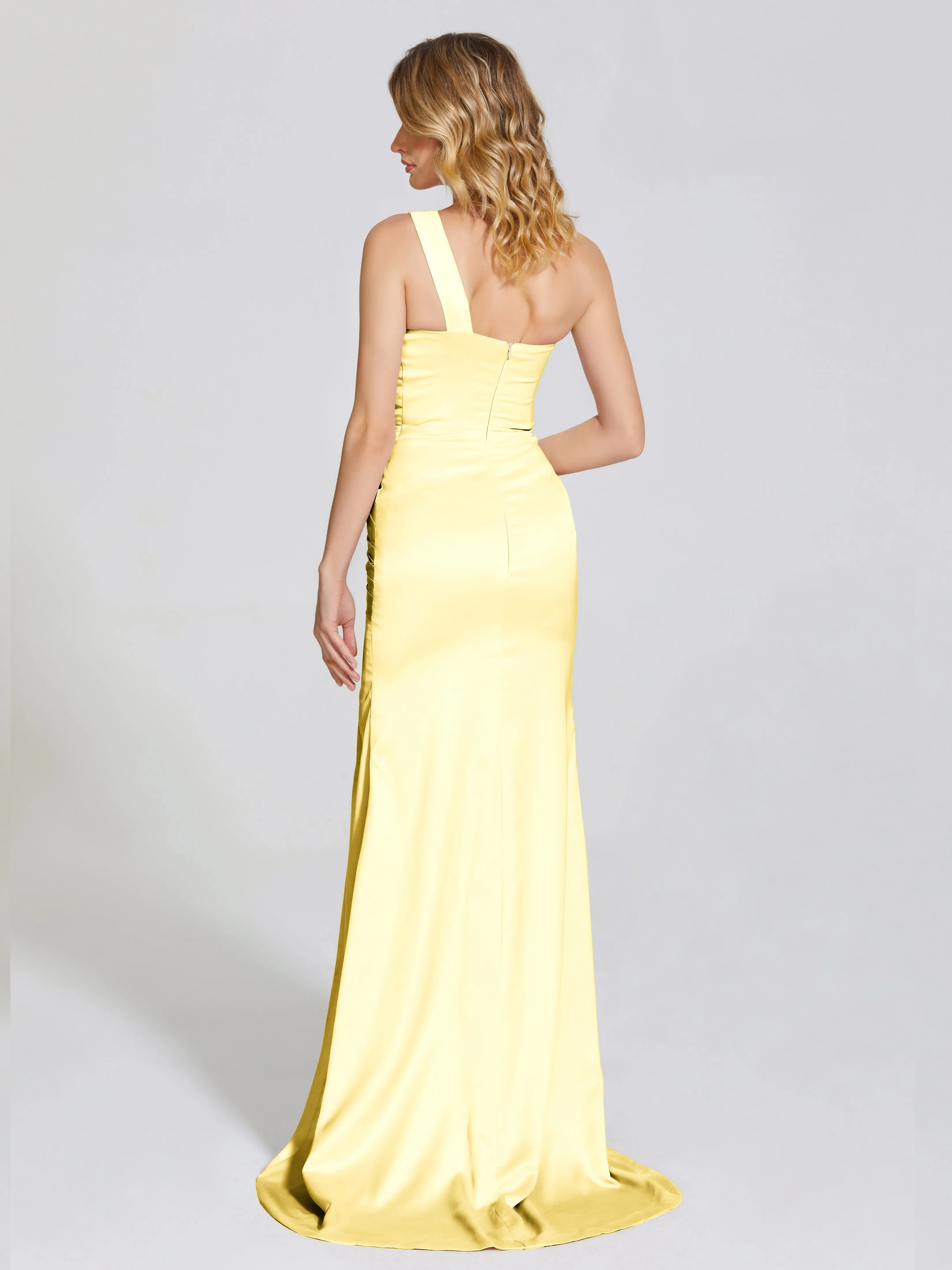 Ruched Soft Satin Prom Dresses