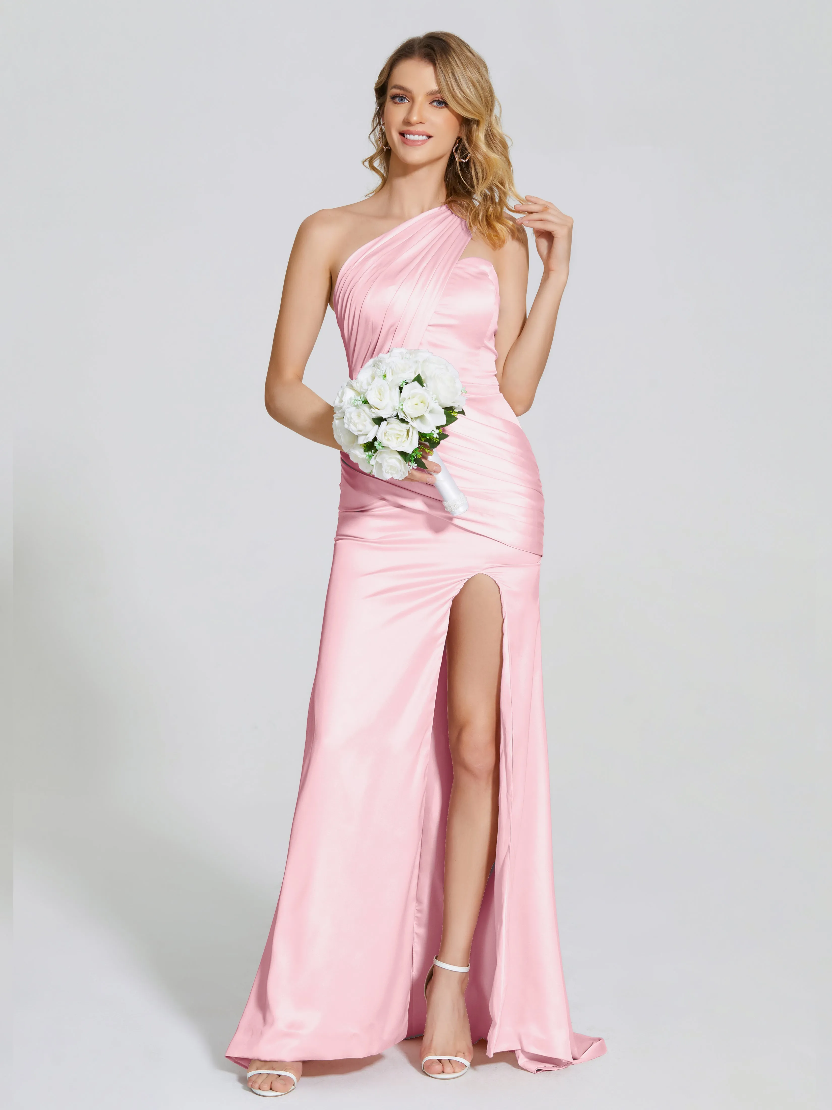 Ruched Soft Satin Prom Dresses