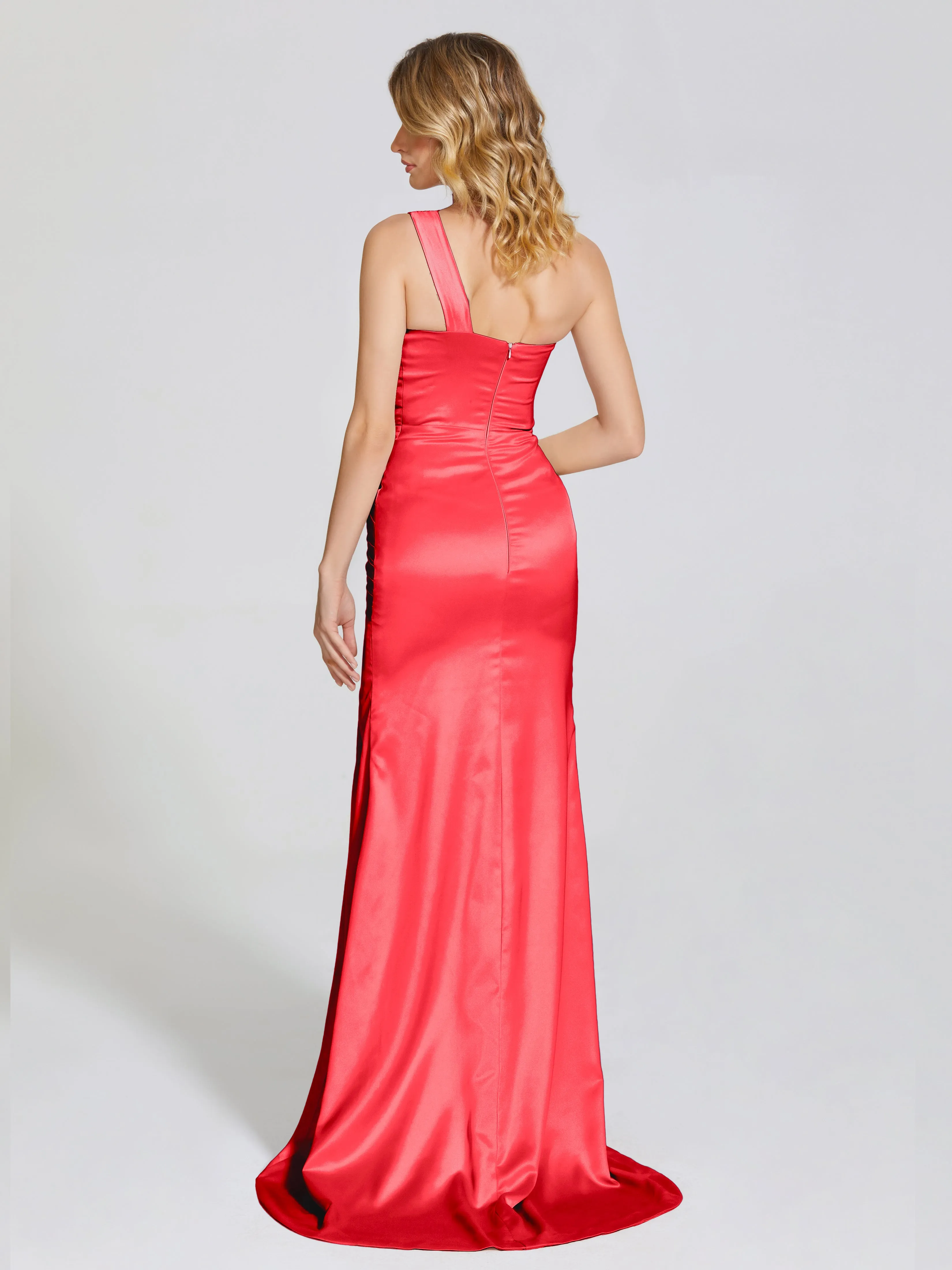 Ruched Soft Satin Prom Dresses