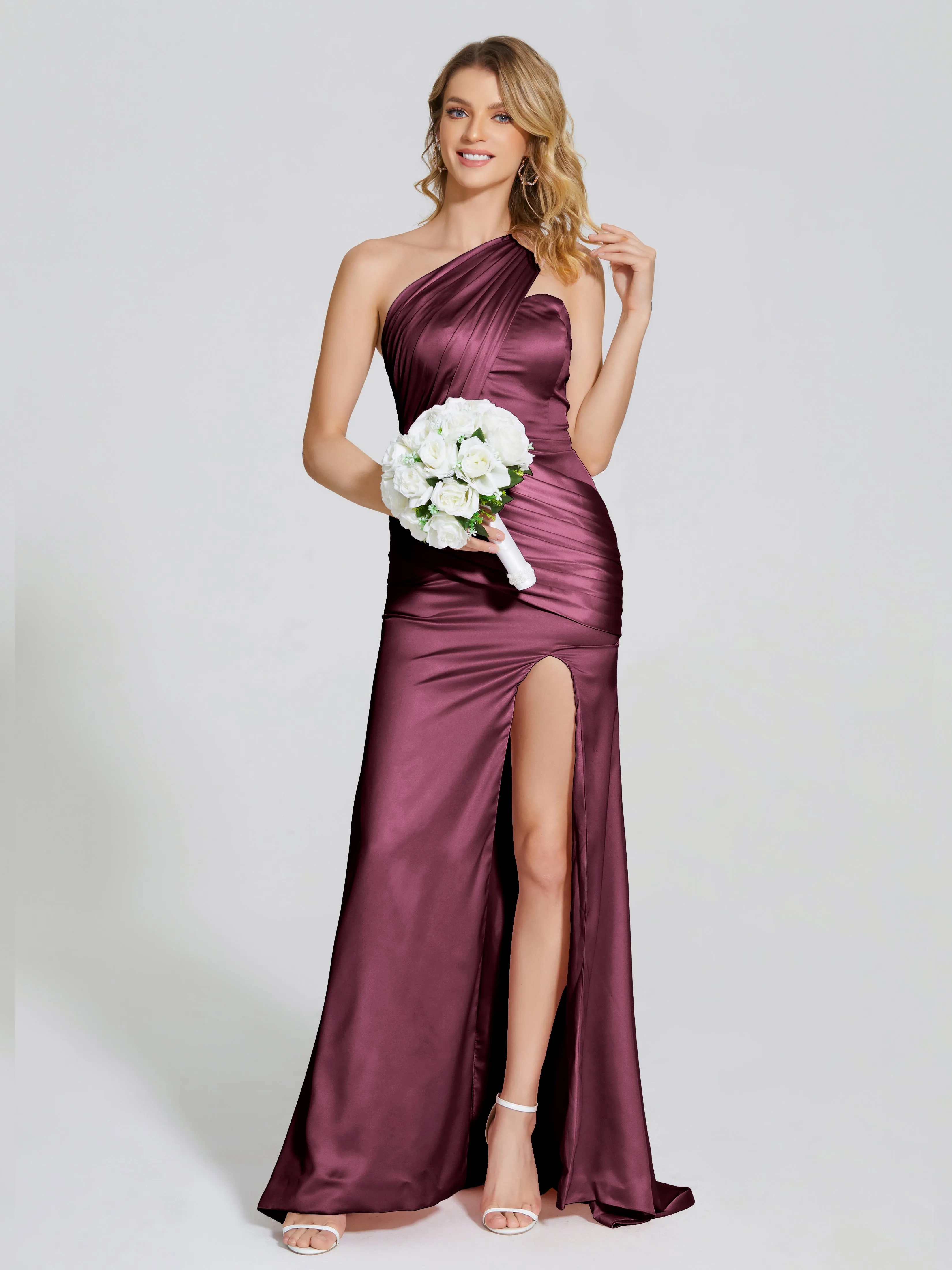 Ruched Soft Satin Prom Dresses